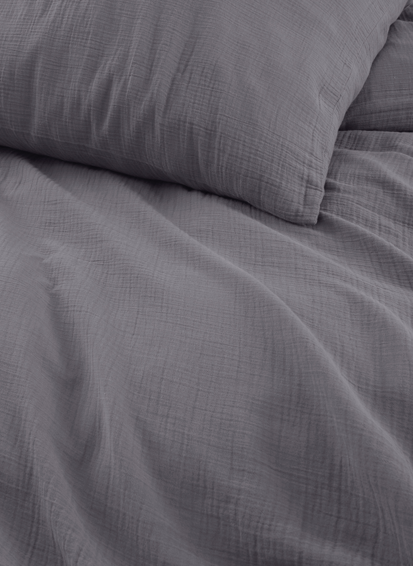 hessnatur Musselin Bettwäsche-Set: GRAU