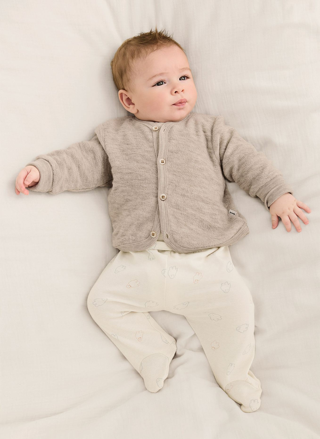 hessnatur Wollfrottee-Jacke: BEIGE