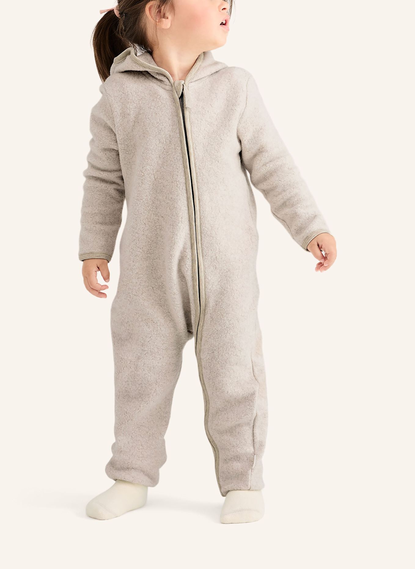 hessnatur Fleece-Overall: BEIGE