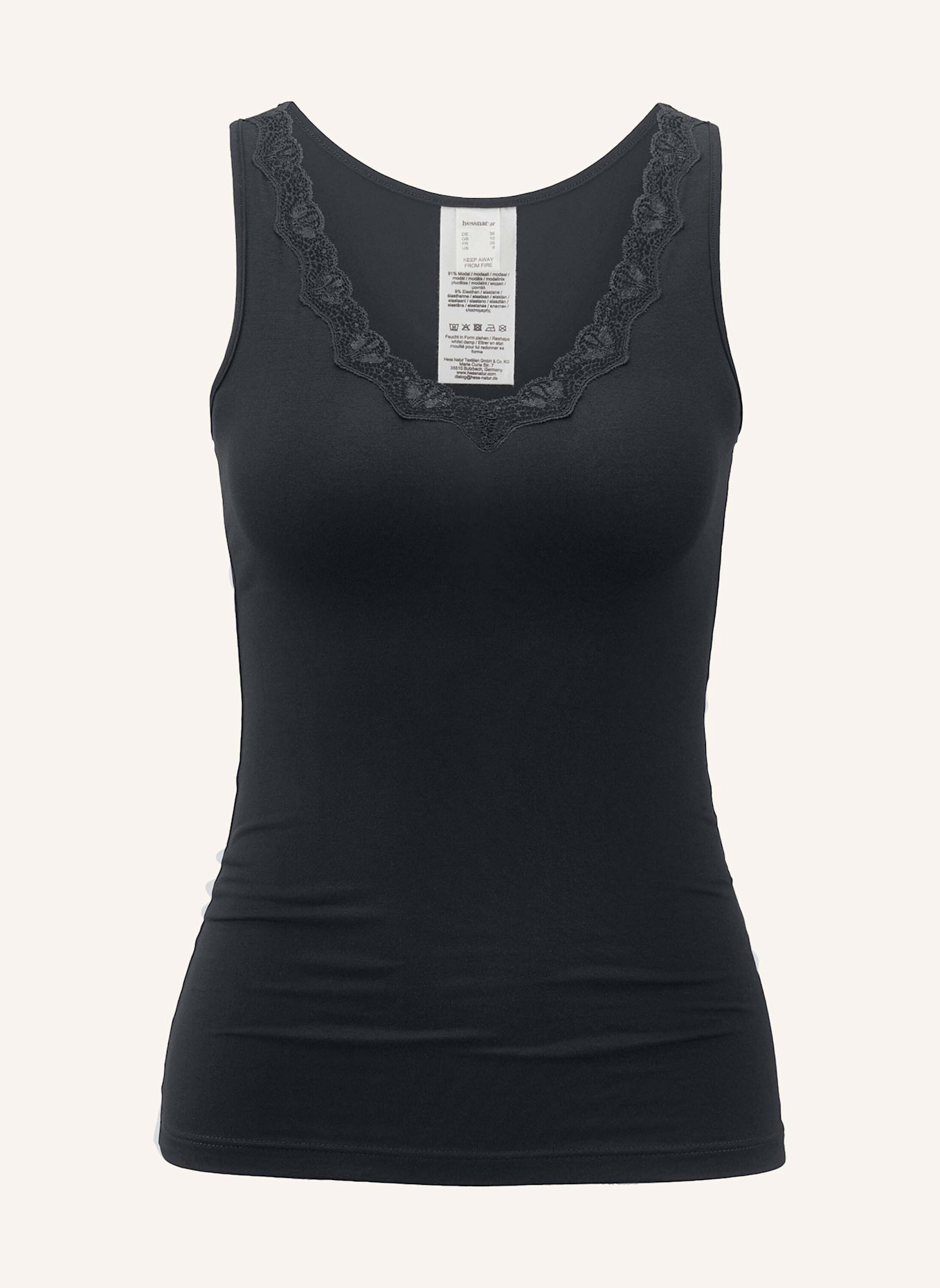 hessnatur Tank Top: SCHWARZ