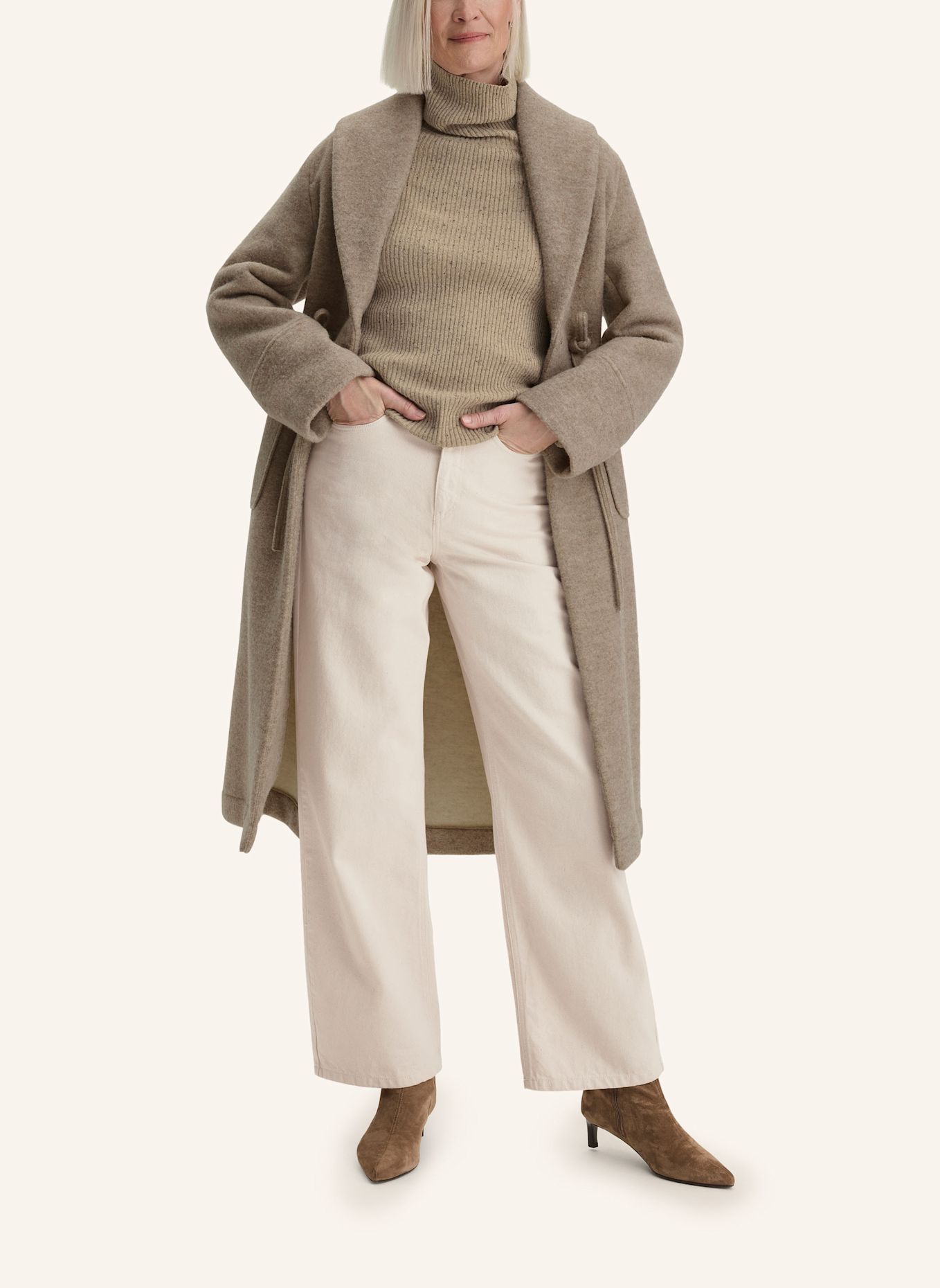 hessnatur hessnatur Mantel mit Schalkragen Relaxed aus Rhönwolle: BEIGE