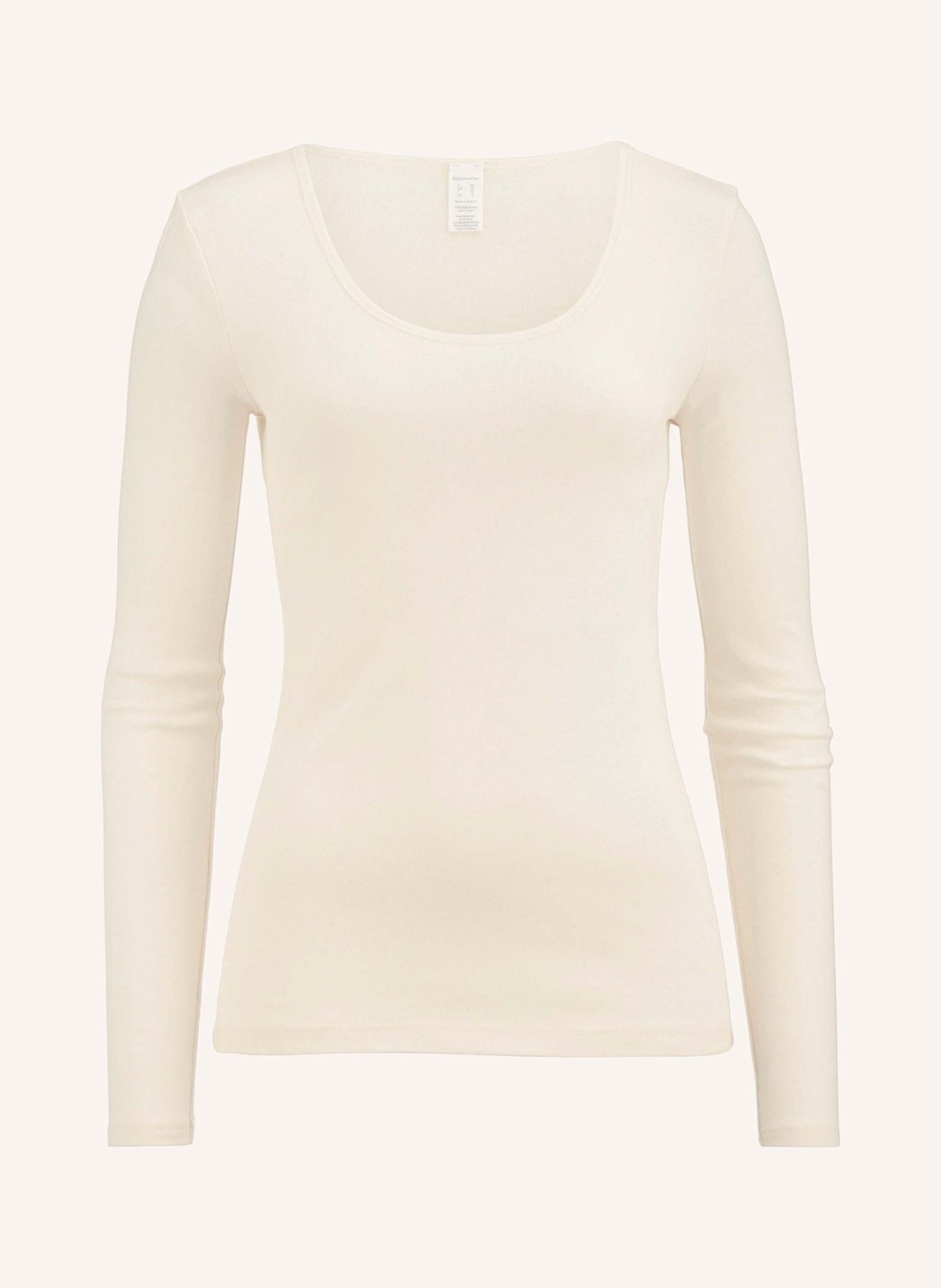 hessnatur Langarmshirt Rundhals Fitted: BEIGE