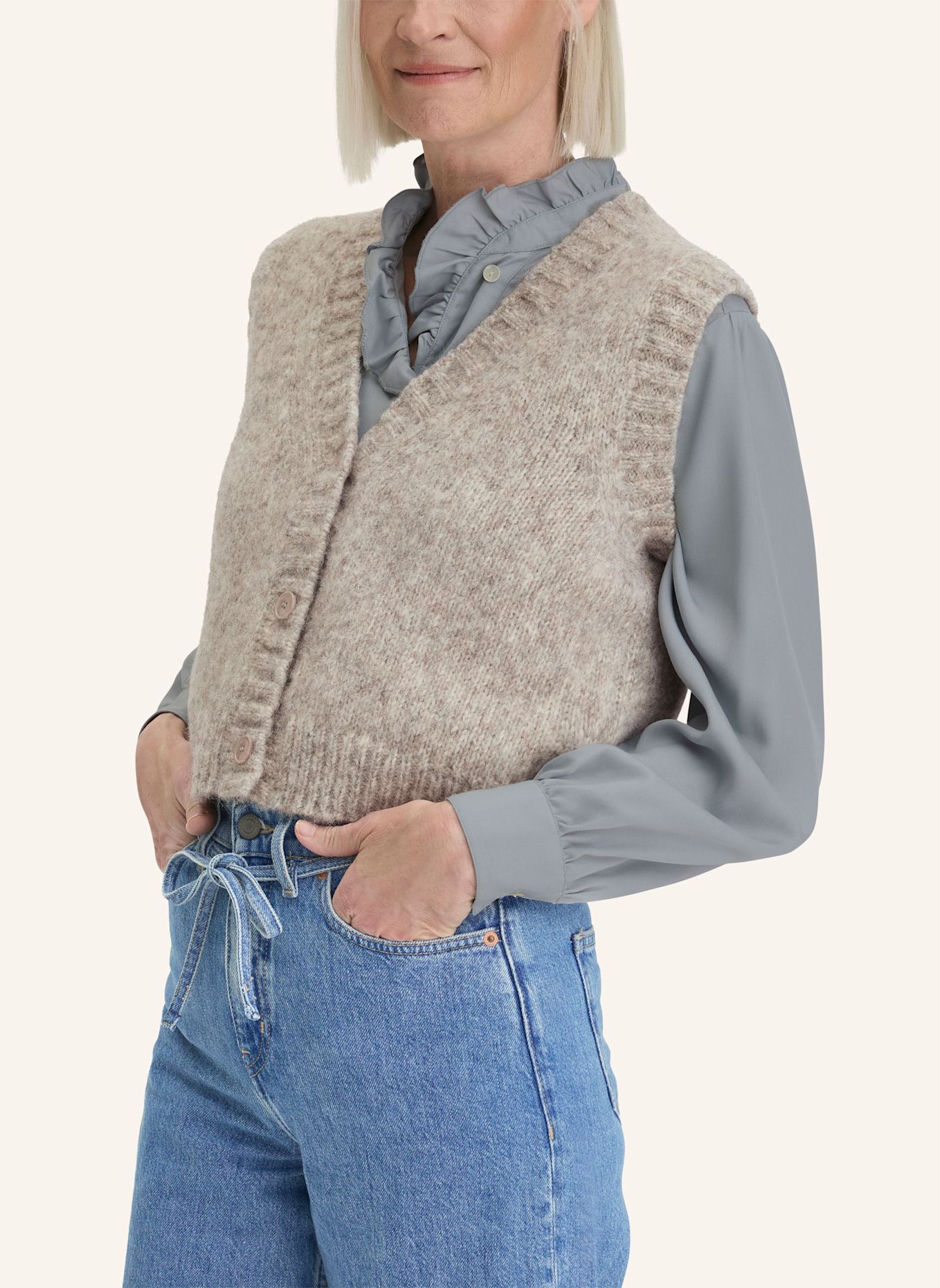 hessnatur hessnatur Strickweste Relaxed aus Alpaka und Bio-Baumwolle: GRAU