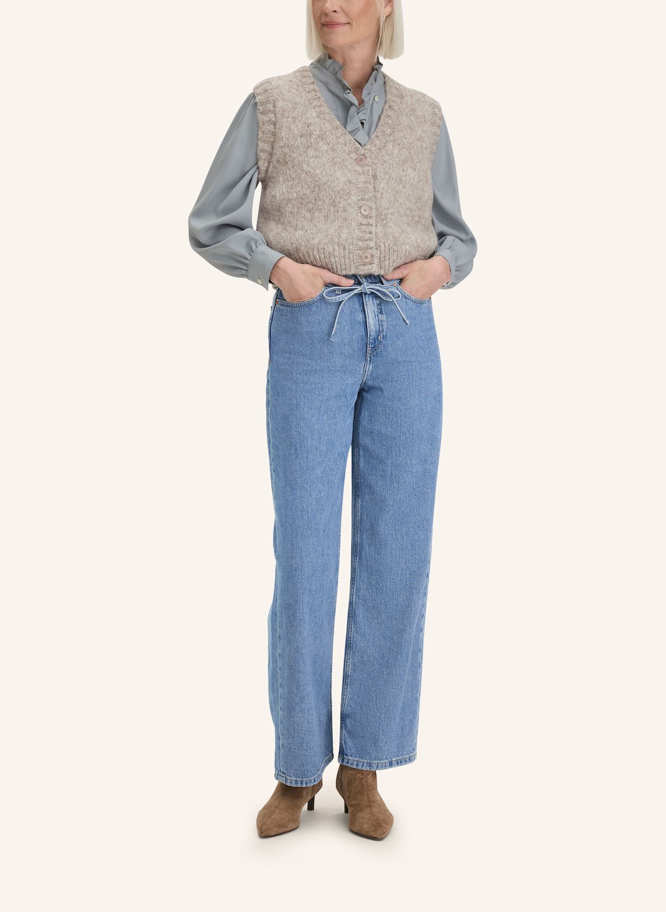 hessnatur hessnatur Strickweste Relaxed aus Alpaka und Bio-Baumwolle: GRAU