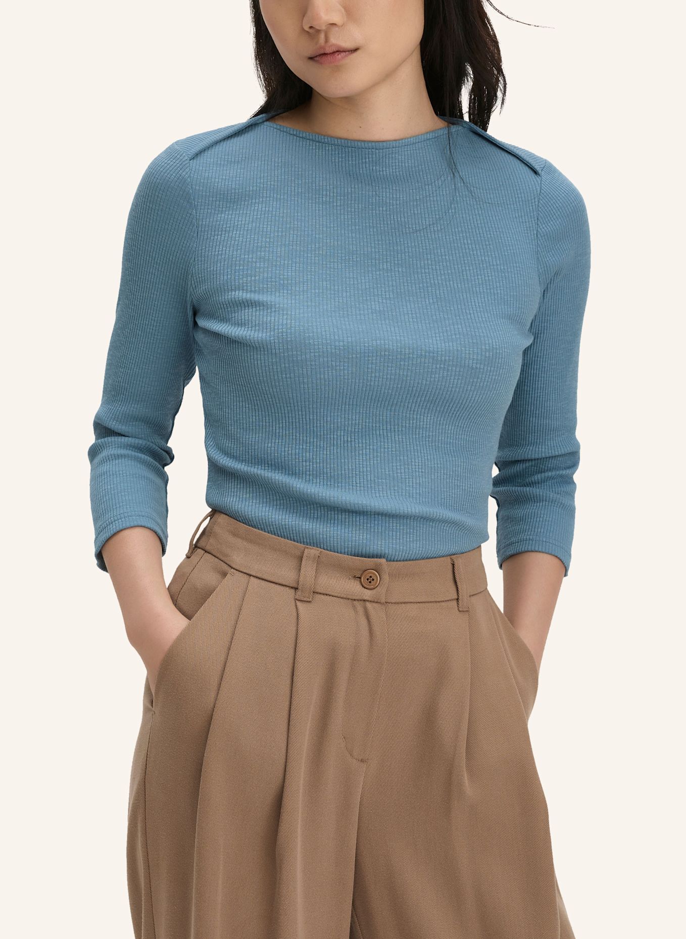 hessnatur hessnatur Boatneck Shirt Slim aus Bio-Baumwolle: BLAU