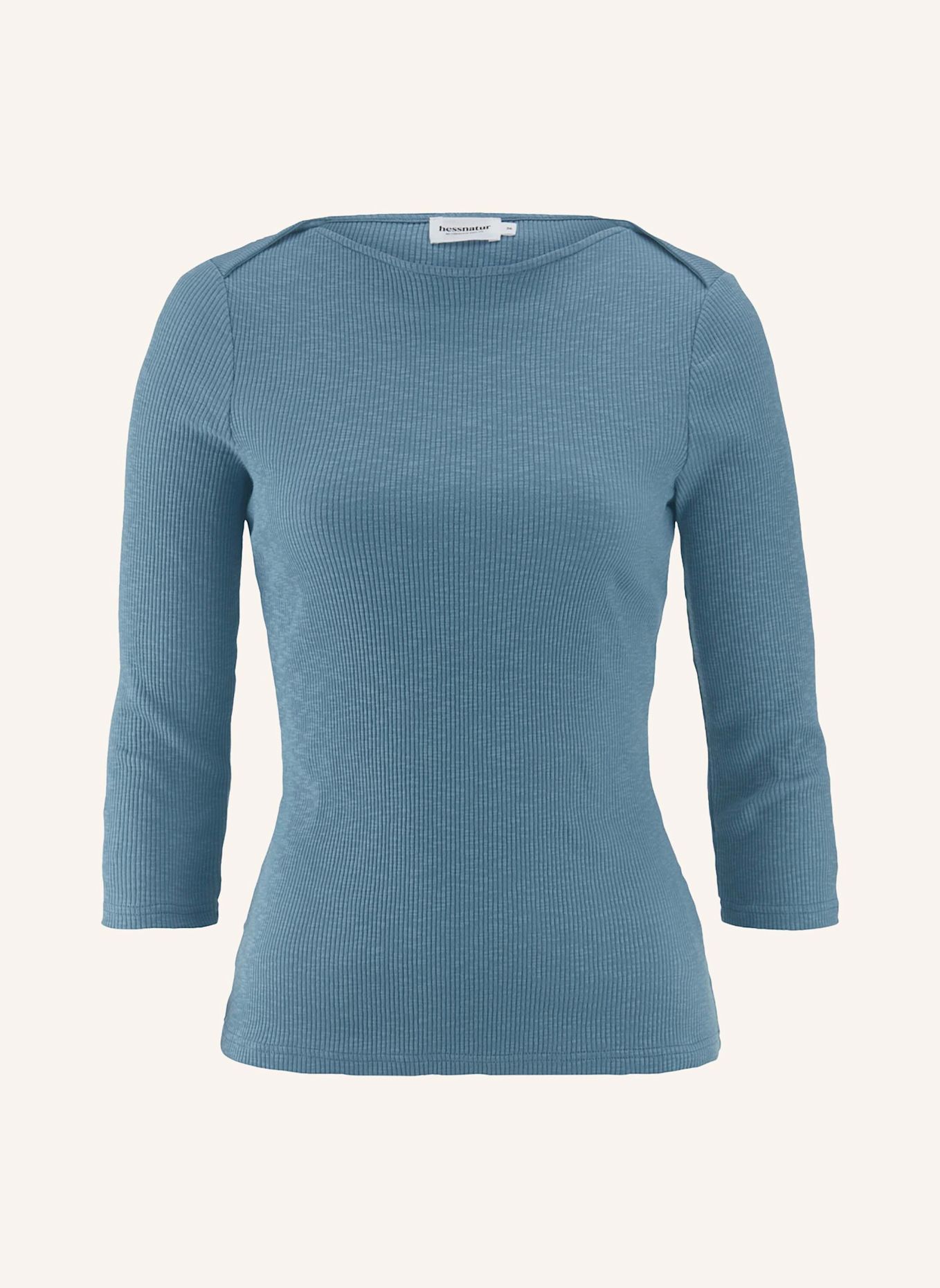 hessnatur hessnatur Boatneck Shirt Slim aus Bio-Baumwolle: BLAU