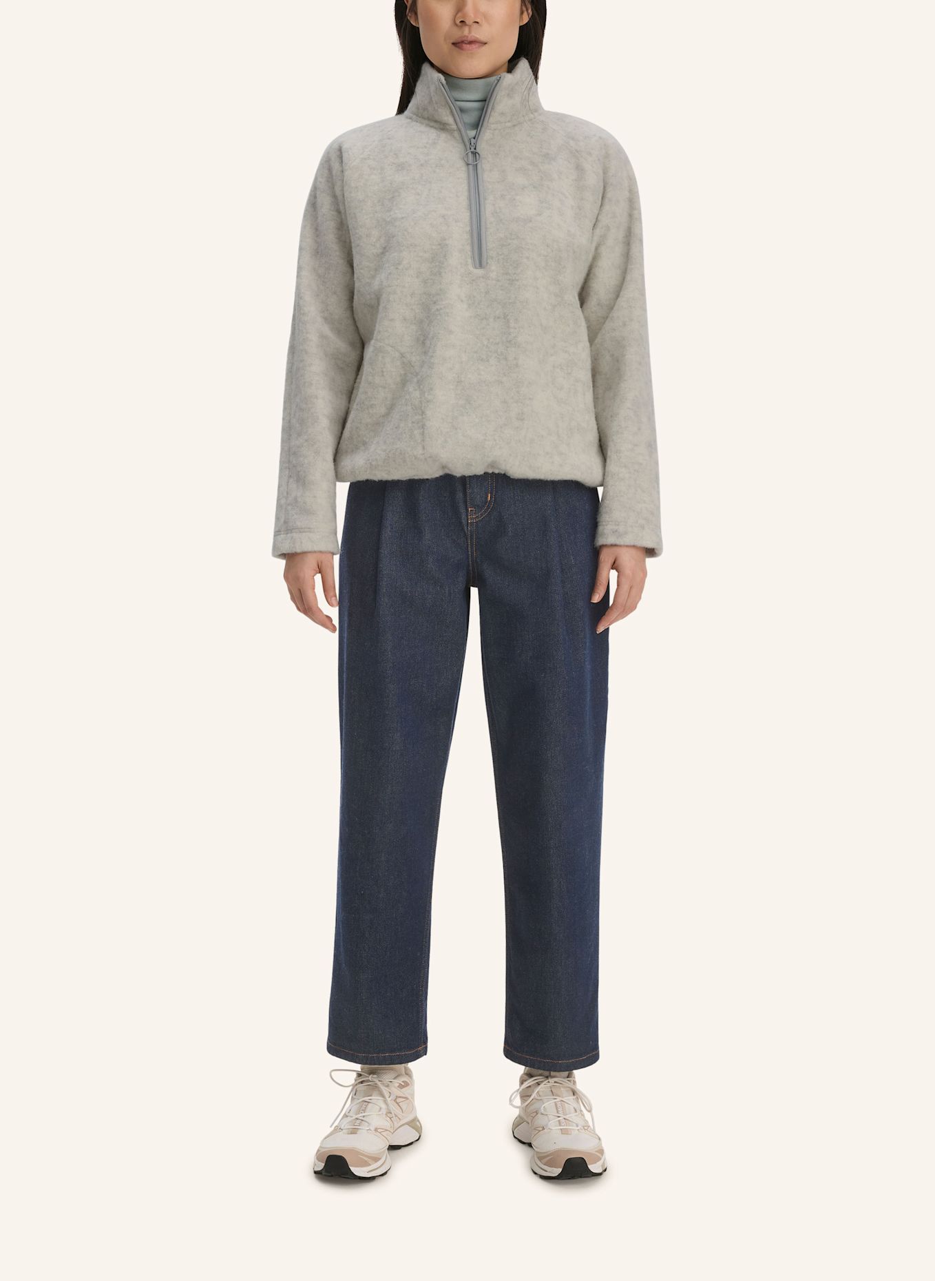 hessnatur hessnatur Wollfleece Troyer Relaxed aus reiner Bio-Merinowolle: GRAU