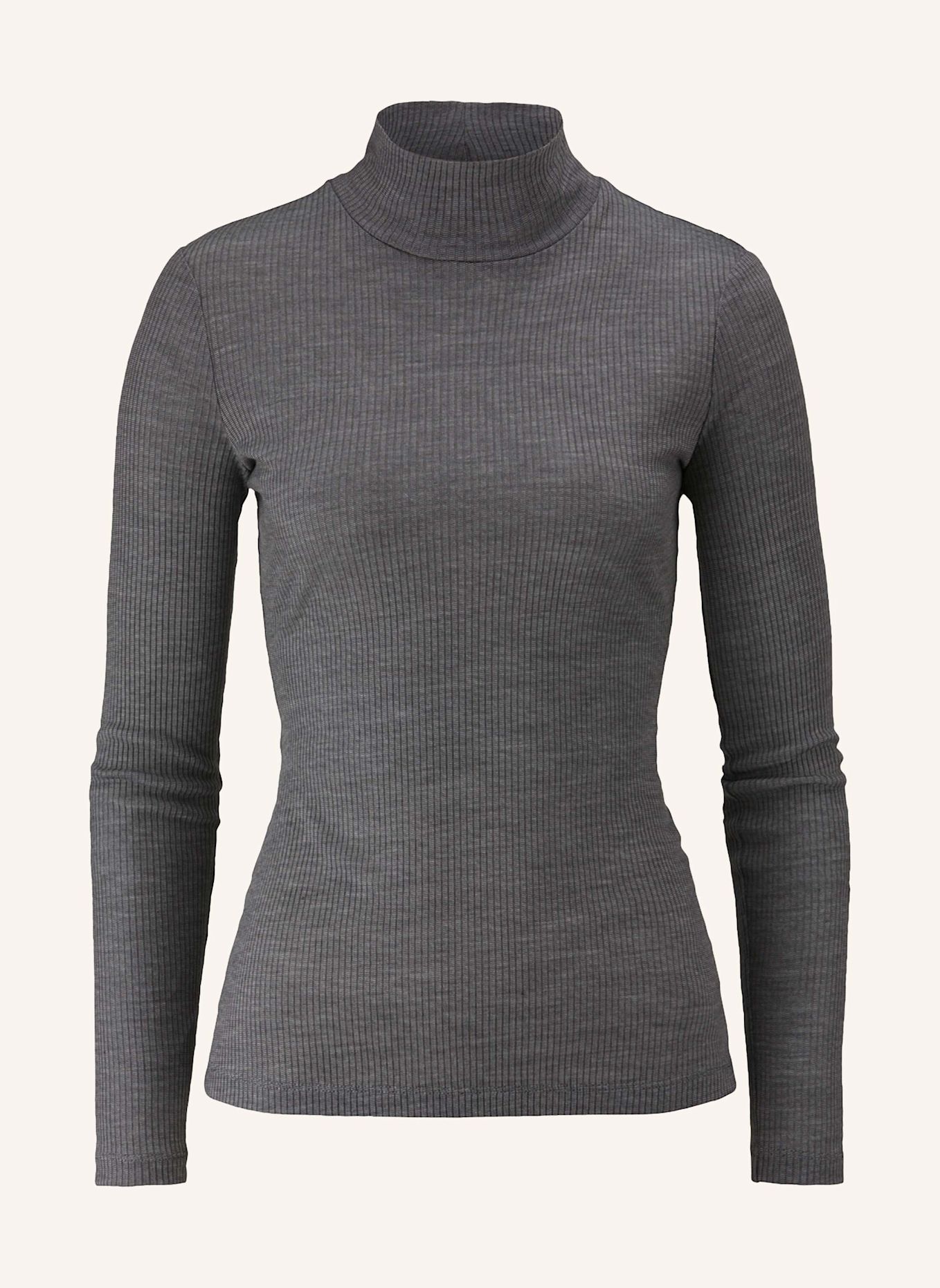 hessnatur hessnatur Mock-Neck Longsleeve WARM TOUCH aus Bio-Merinowolle und TENCEL™ Lyocell: GRAU