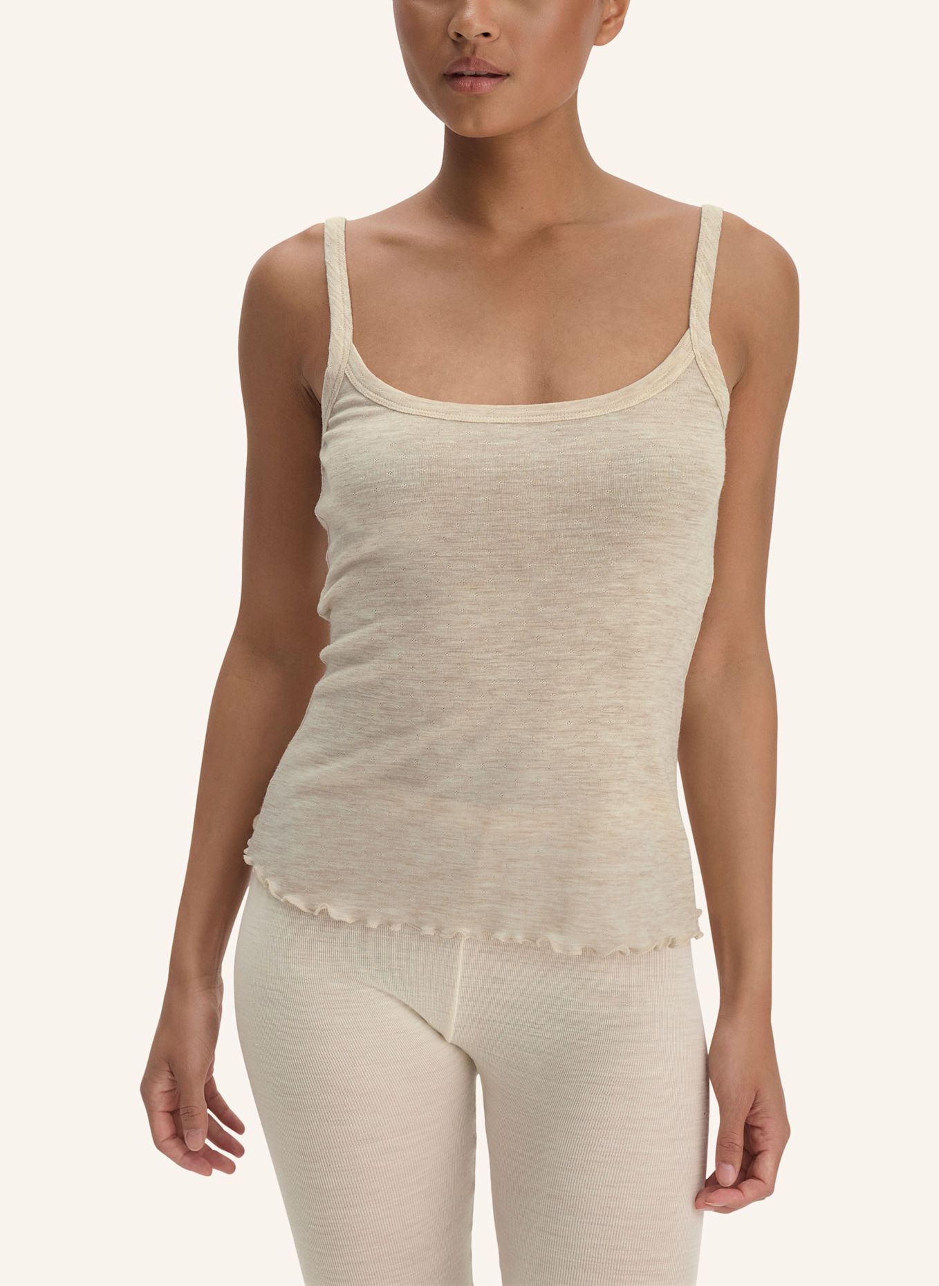 hessnatur hessnatur Spaghetti Top Pointelle aus reiner Bio-Merinowolle: BEIGE