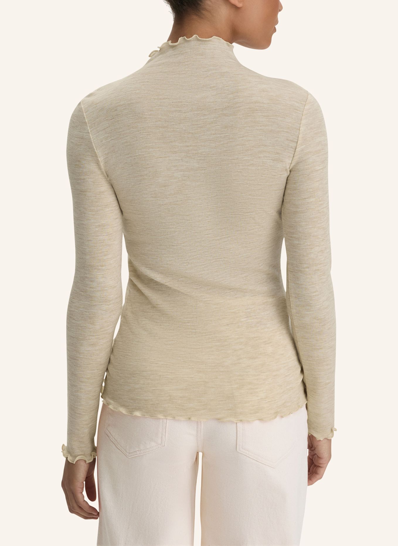 hessnatur hessnatur Mock-Neck Longsleeve Pointelle aus reiner Bio-Merinowolle: BEIGE