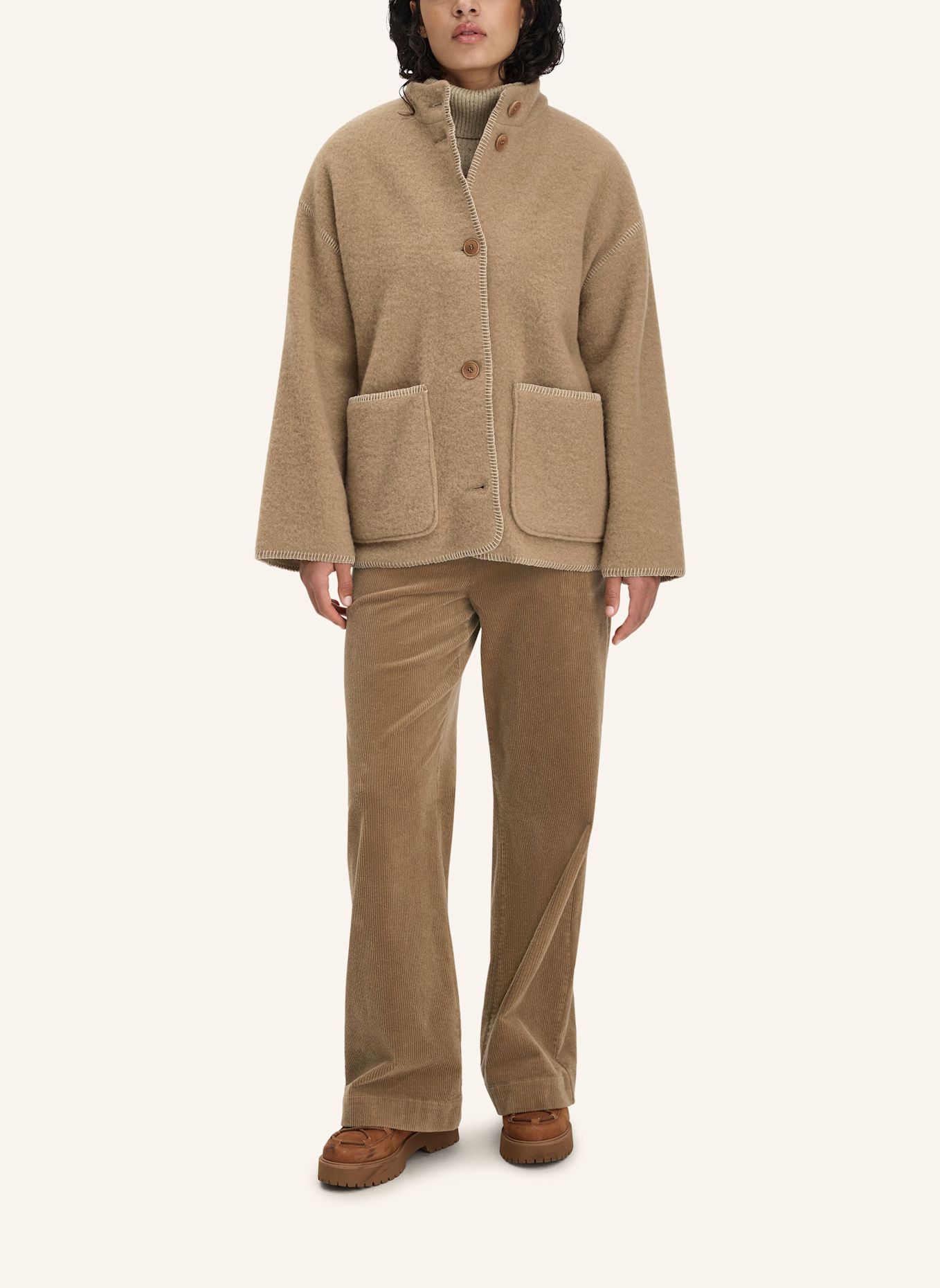 hessnatur hessnatur Wollfleece Jacke Boho Oversize aus reiner Bio-Merinowolle: BRAUN