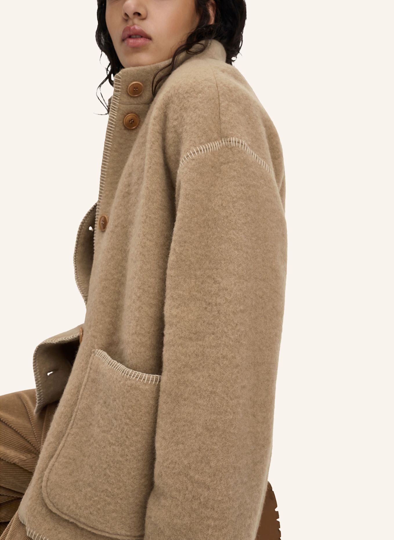 hessnatur hessnatur Wollfleece Jacke Boho Oversize aus reiner Bio-Merinowolle: BRAUN