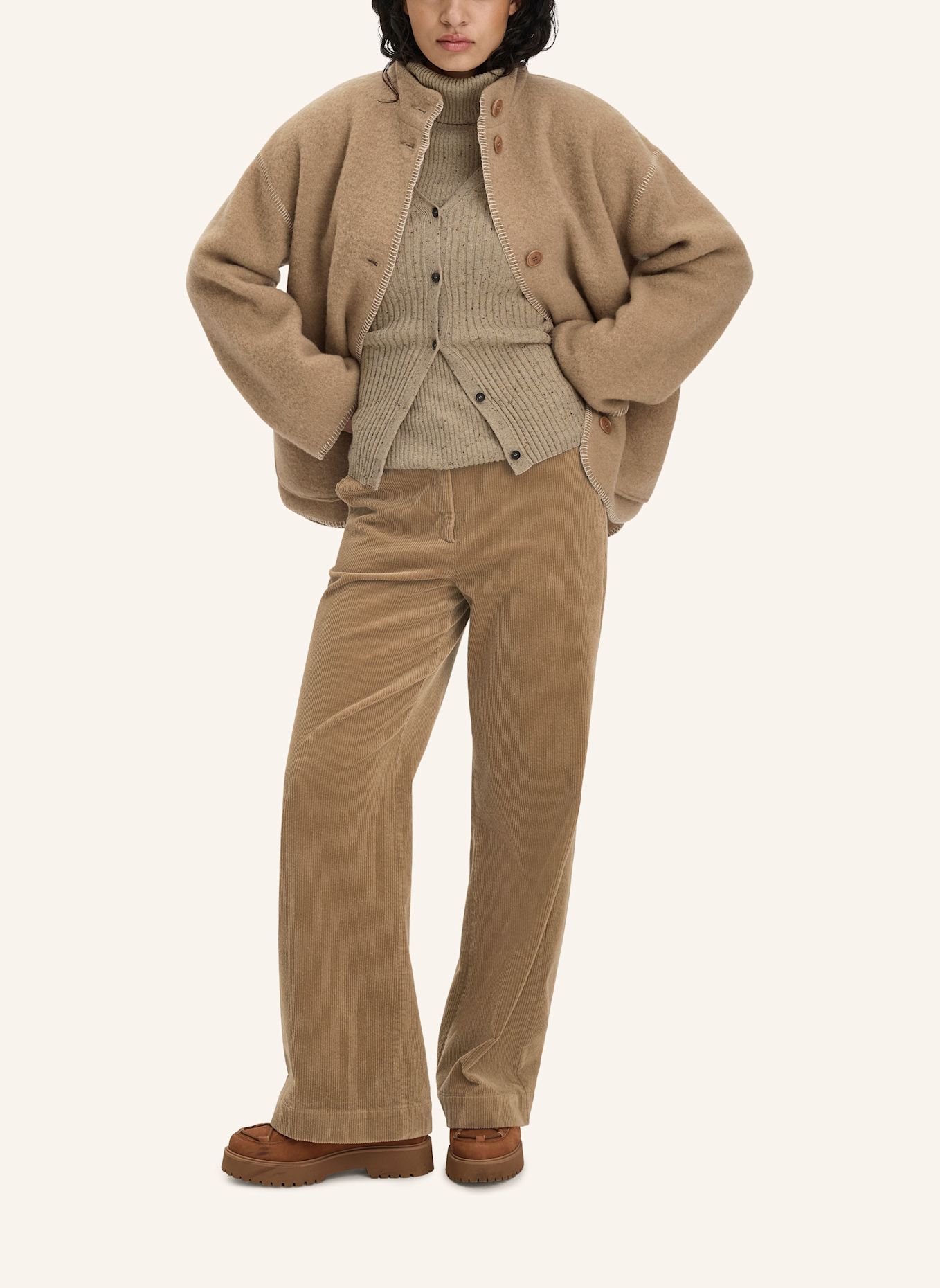 hessnatur hessnatur Wollfleece Jacke Boho Oversize aus reiner Bio-Merinowolle: BRAUN