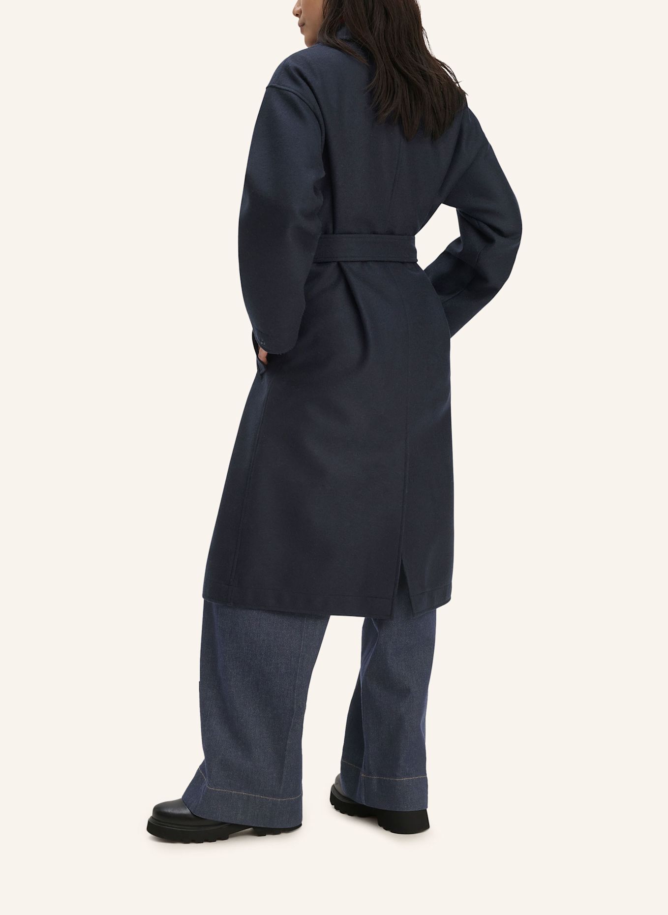 hessnatur hessnatur Mantel Boiled Wool Oversized aus reiner Bio-Schurwolle: BLAU