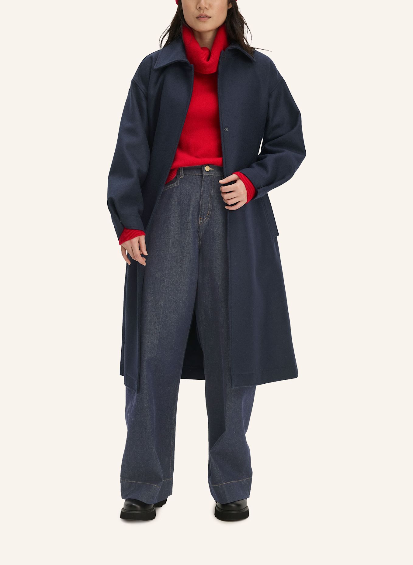 hessnatur hessnatur Mantel Boiled Wool Oversized aus reiner Bio-Schurwolle: BLAU