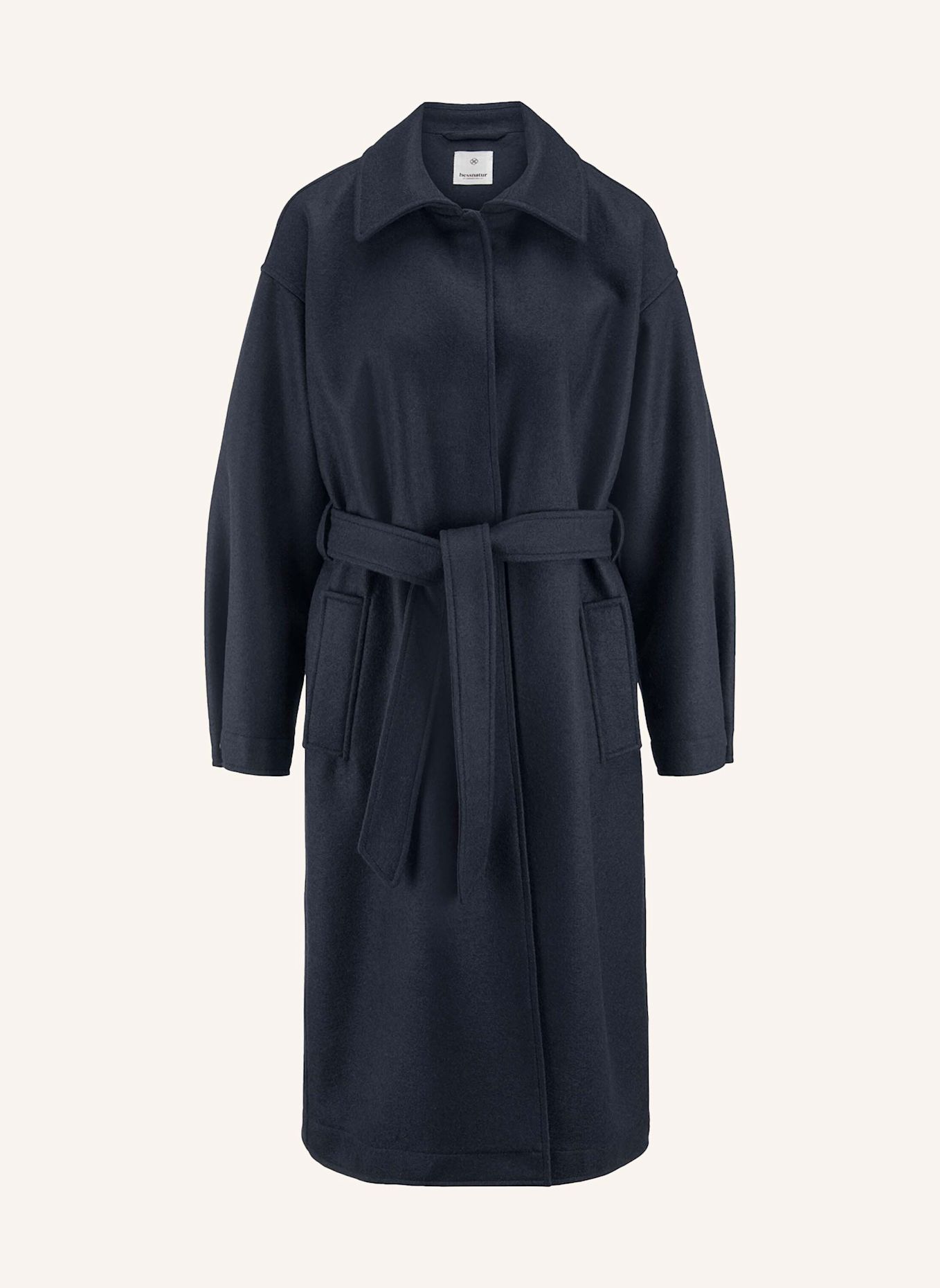 hessnatur hessnatur Mantel Boiled Wool Oversized aus reiner Bio-Schurwolle: BLAU