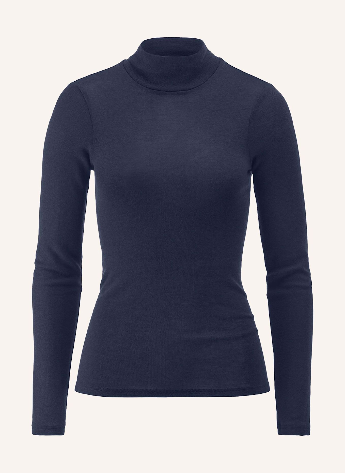 hessnatur hessnatur Rollkragen-Longsleeve Fitted aus Schurwolle und Seide: BLAU