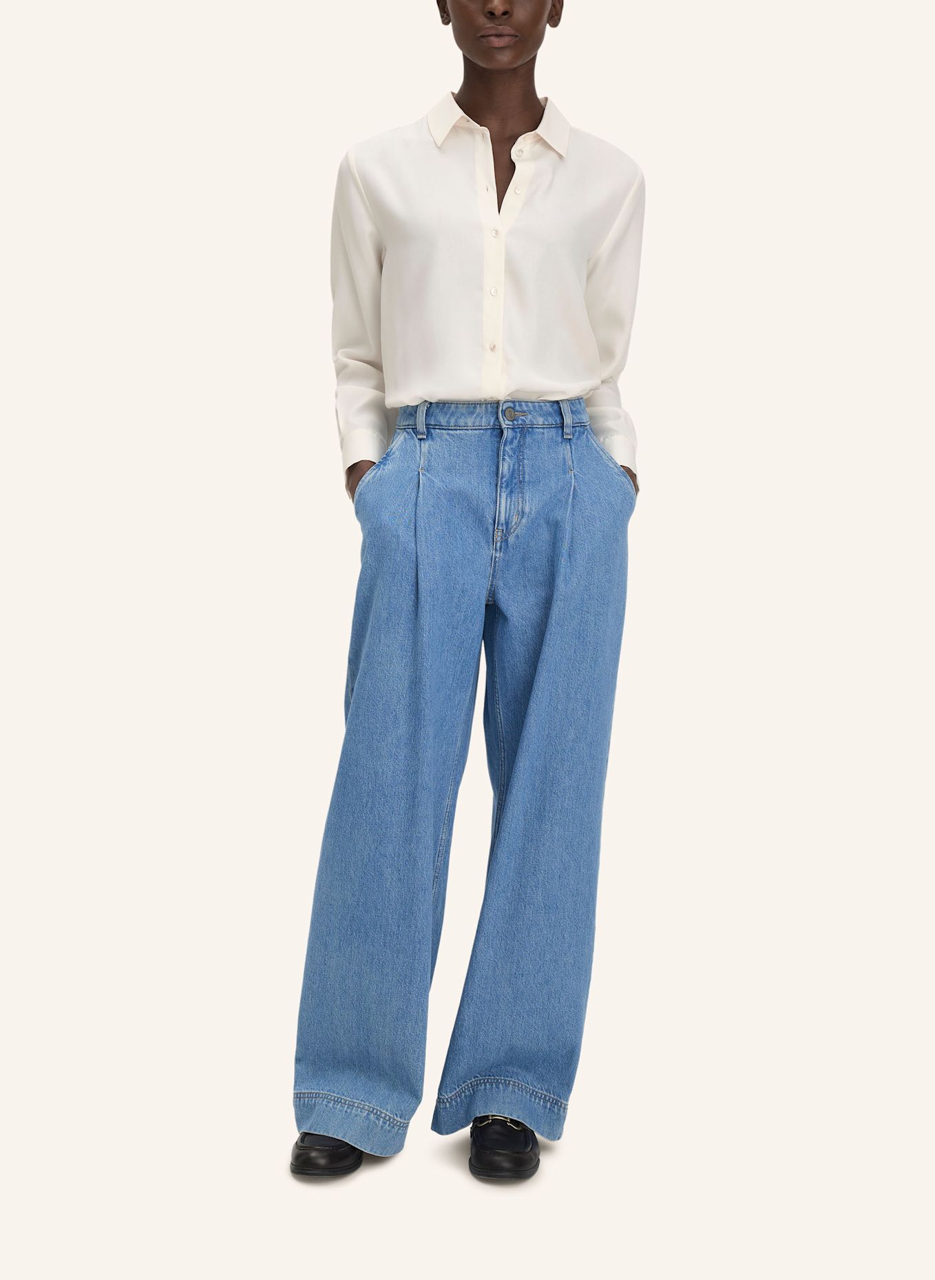 hessnatur hessnatur Jeans Wide Leg mit Bundfalten aus Bio-Baumwolle mit TENCEL™ Lyocell: BLAU