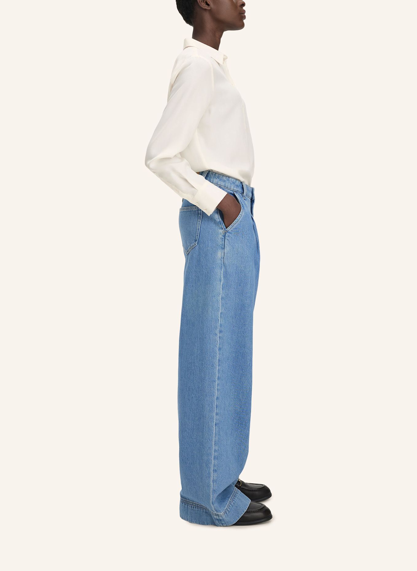 hessnatur hessnatur Jeans Wide Leg mit Bundfalten aus Bio-Baumwolle mit TENCEL™ Lyocell: BLAU