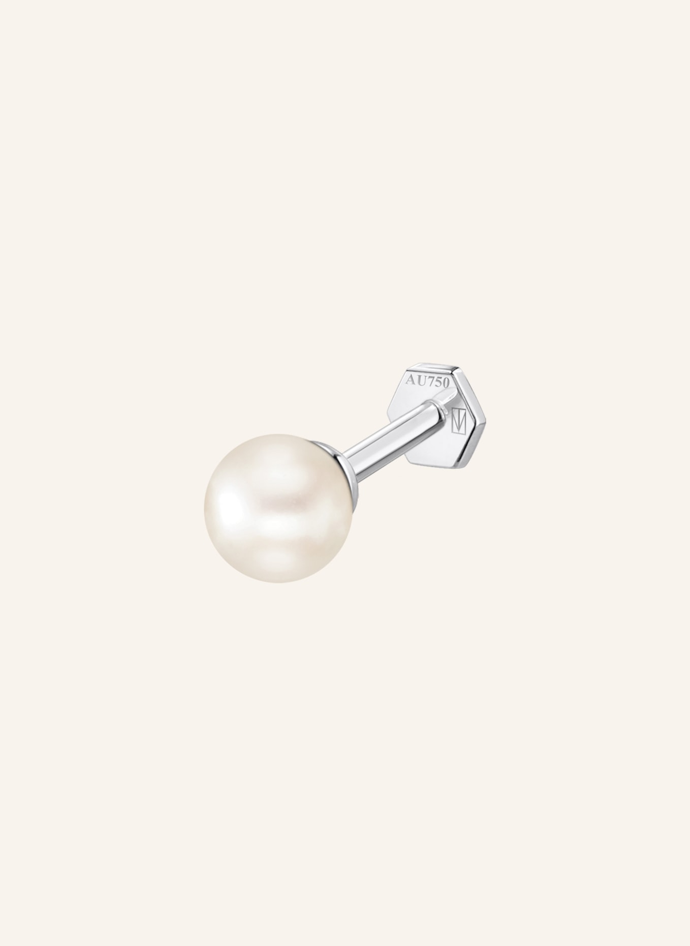 SABOTEUR Einzel Piercing Stecker Perle, Farbe: WEISSGOLD (Bild 1)