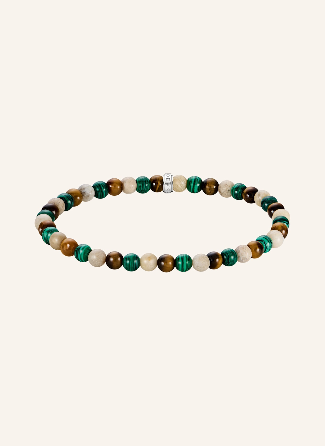 THOMAS SABO Armband: GRÜN/ BRAUN/ BEIGE/ SILBER