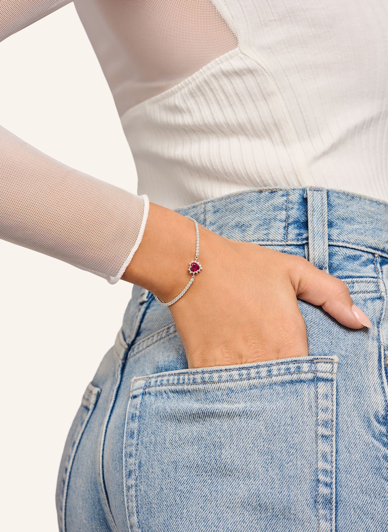 THOMAS SABO Armband: SILBER/ WEISS/ ROT