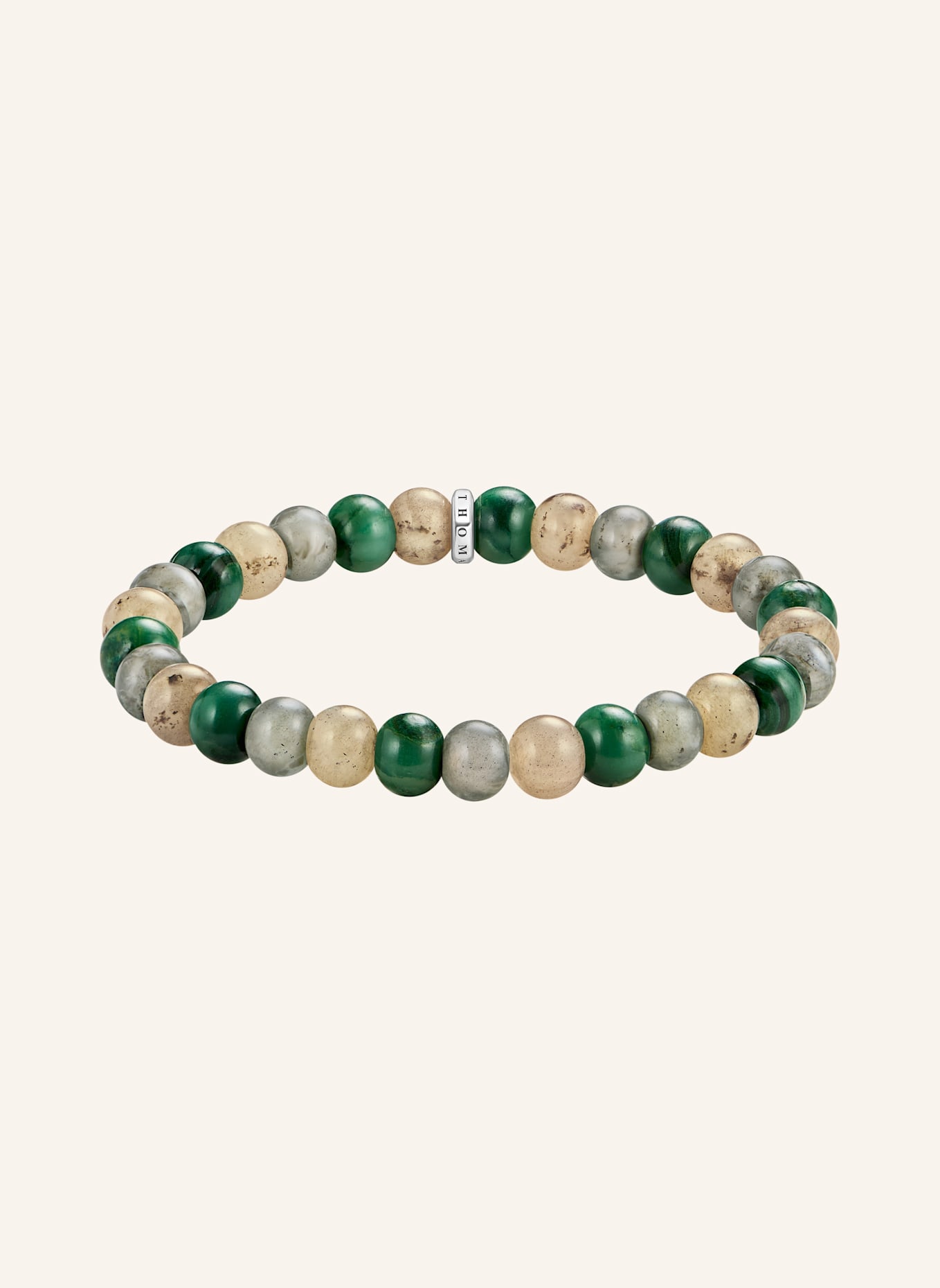 THOMAS SABO Armband: GRÜN/ BEIGE/ SILBER