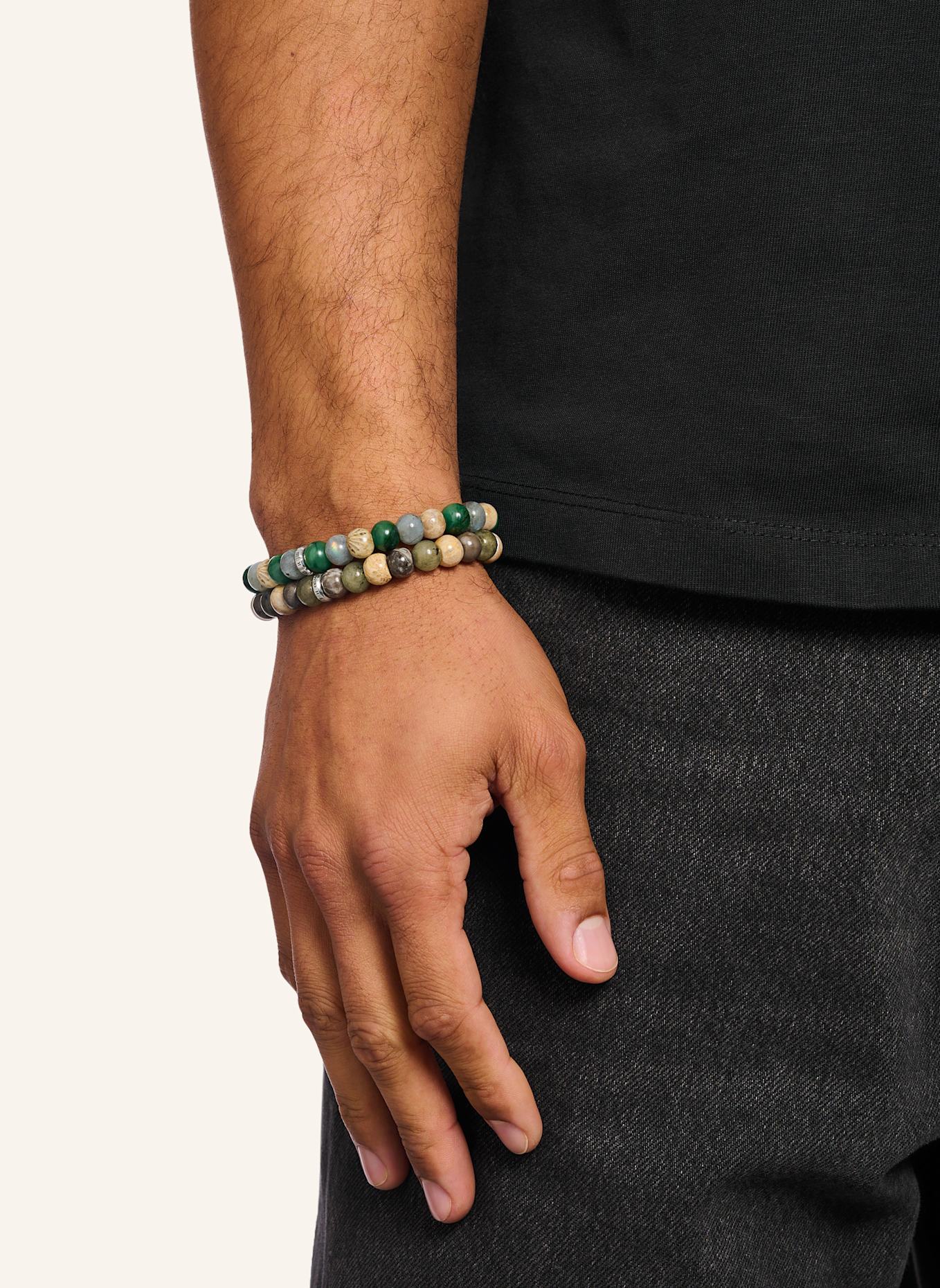 THOMAS SABO Armband: GRÜN/ BEIGE/ SILBER