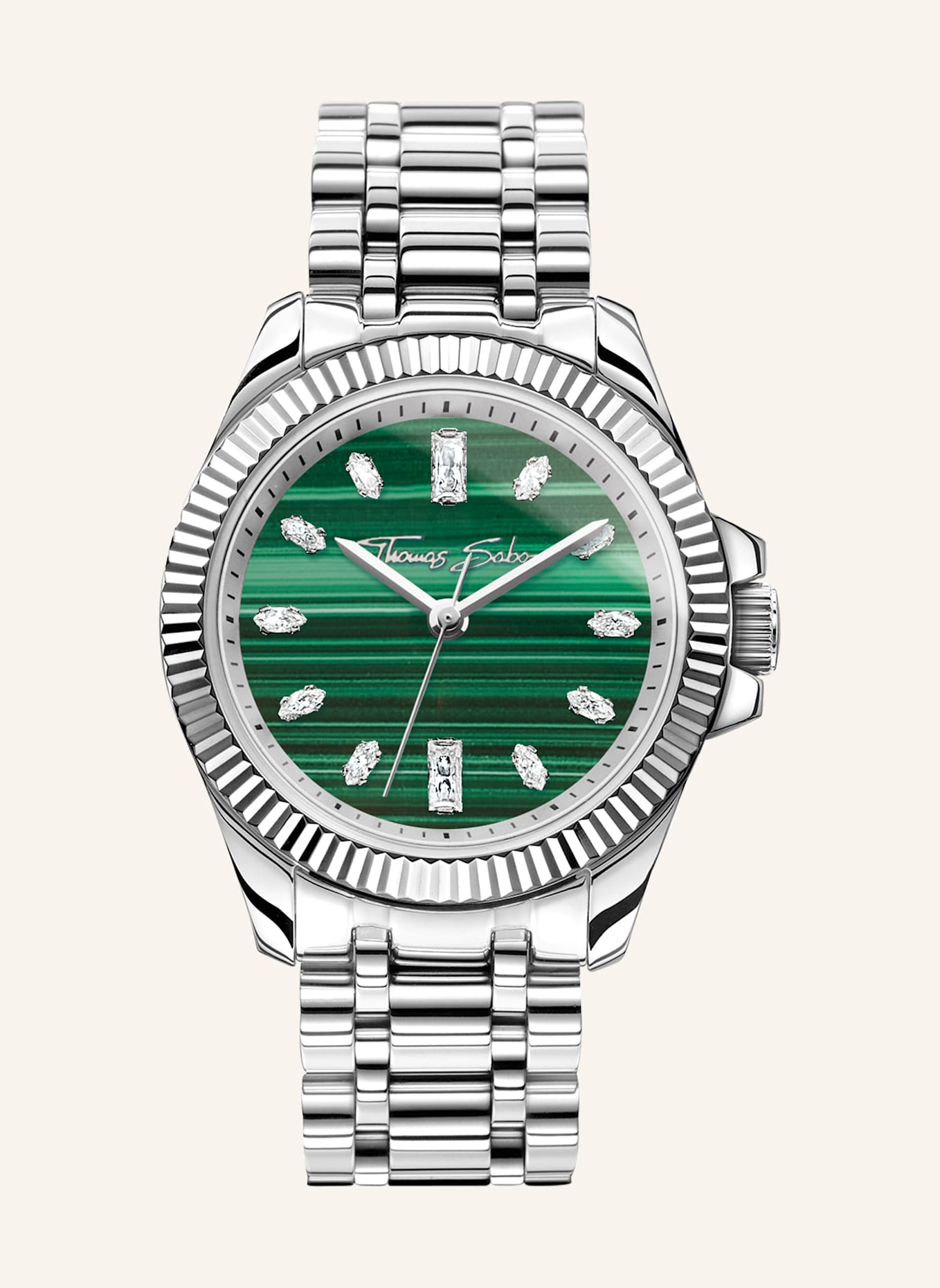 THOMAS SABO Damenuhr: SILBER/ GRÜN