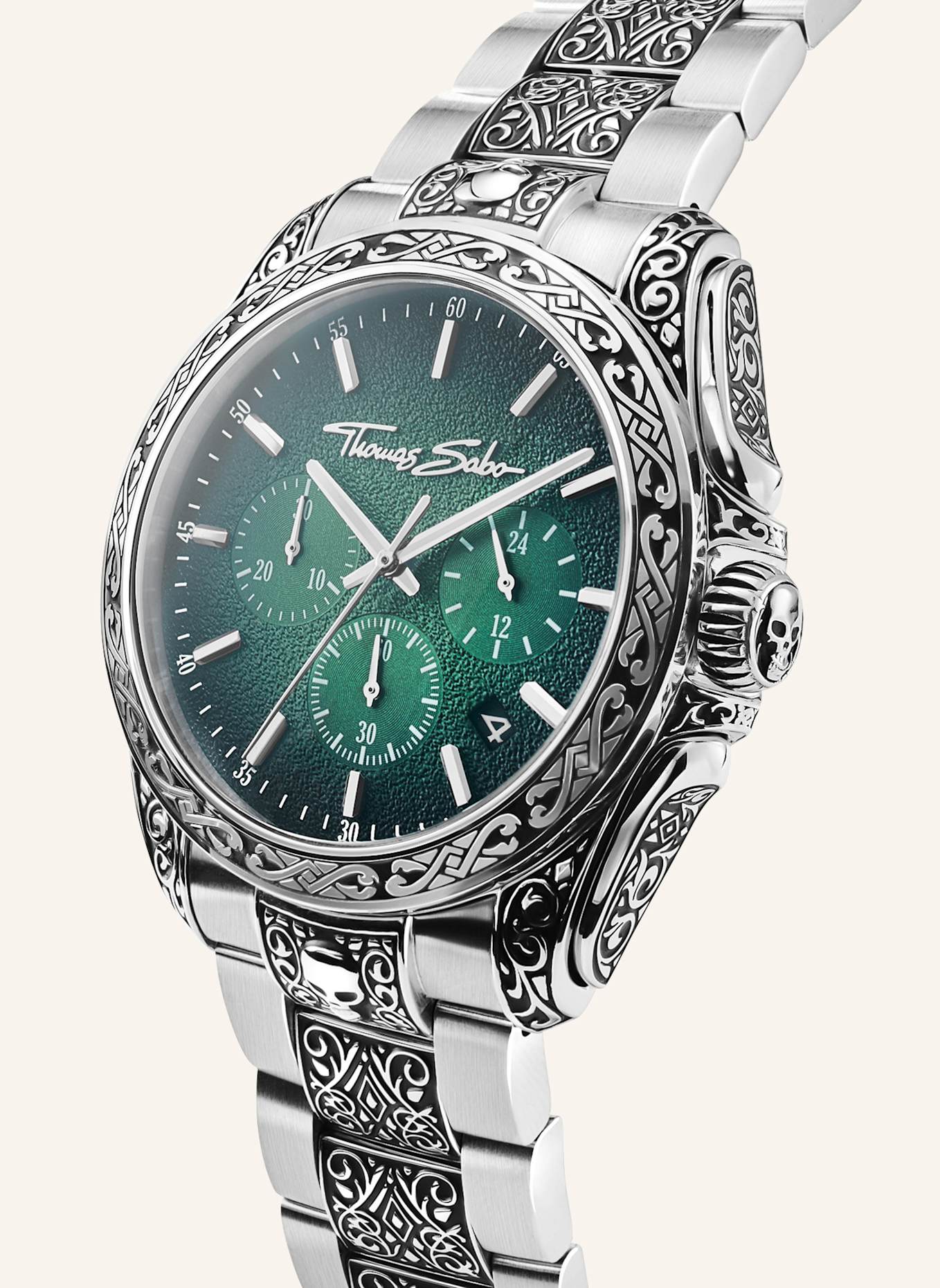 THOMAS SABO Herrenuhr: SILBER/ GRÜN