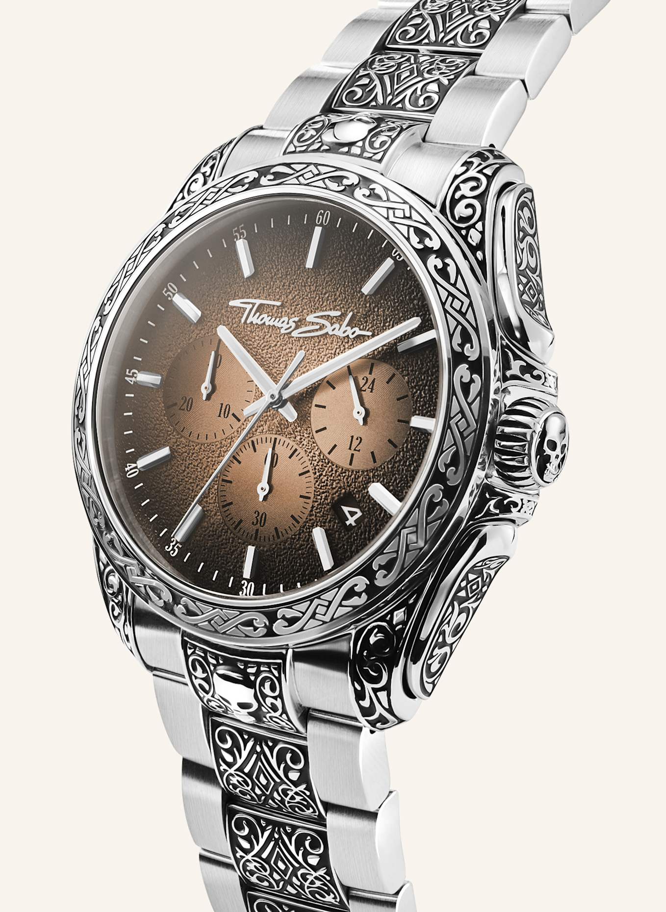 THOMAS SABO Herrenuhr: SILBER/ BEIGE