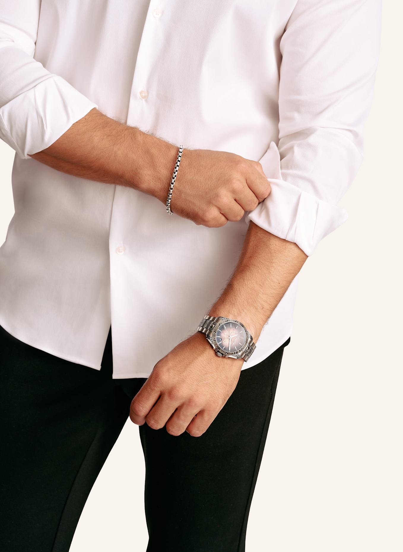 THOMAS SABO Herrenuhr: SILBER/ BEIGE