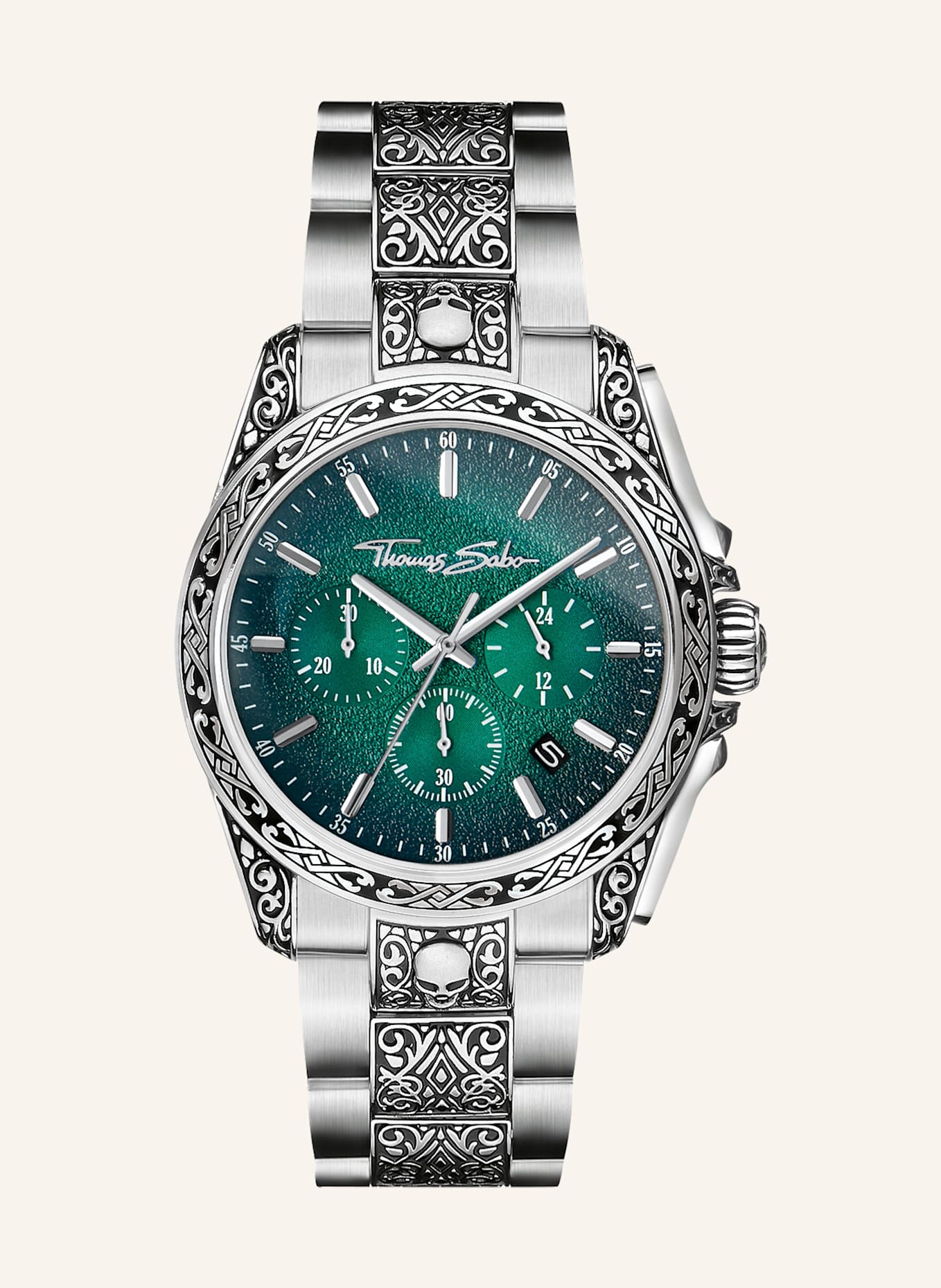 THOMAS SABO Herrenuhr: SILBER/ GRÜN