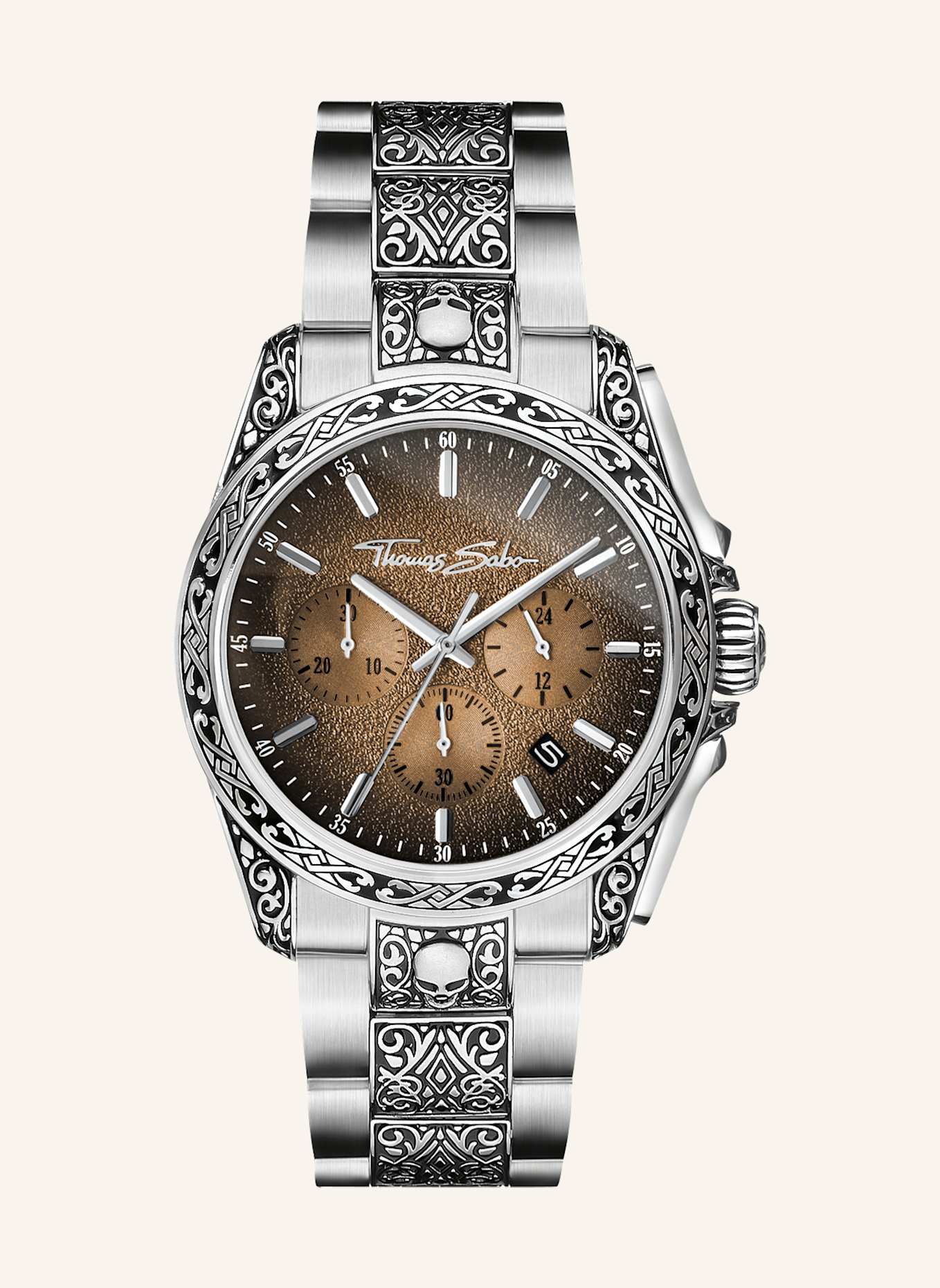 THOMAS SABO Herrenuhr: SILBER/ BEIGE