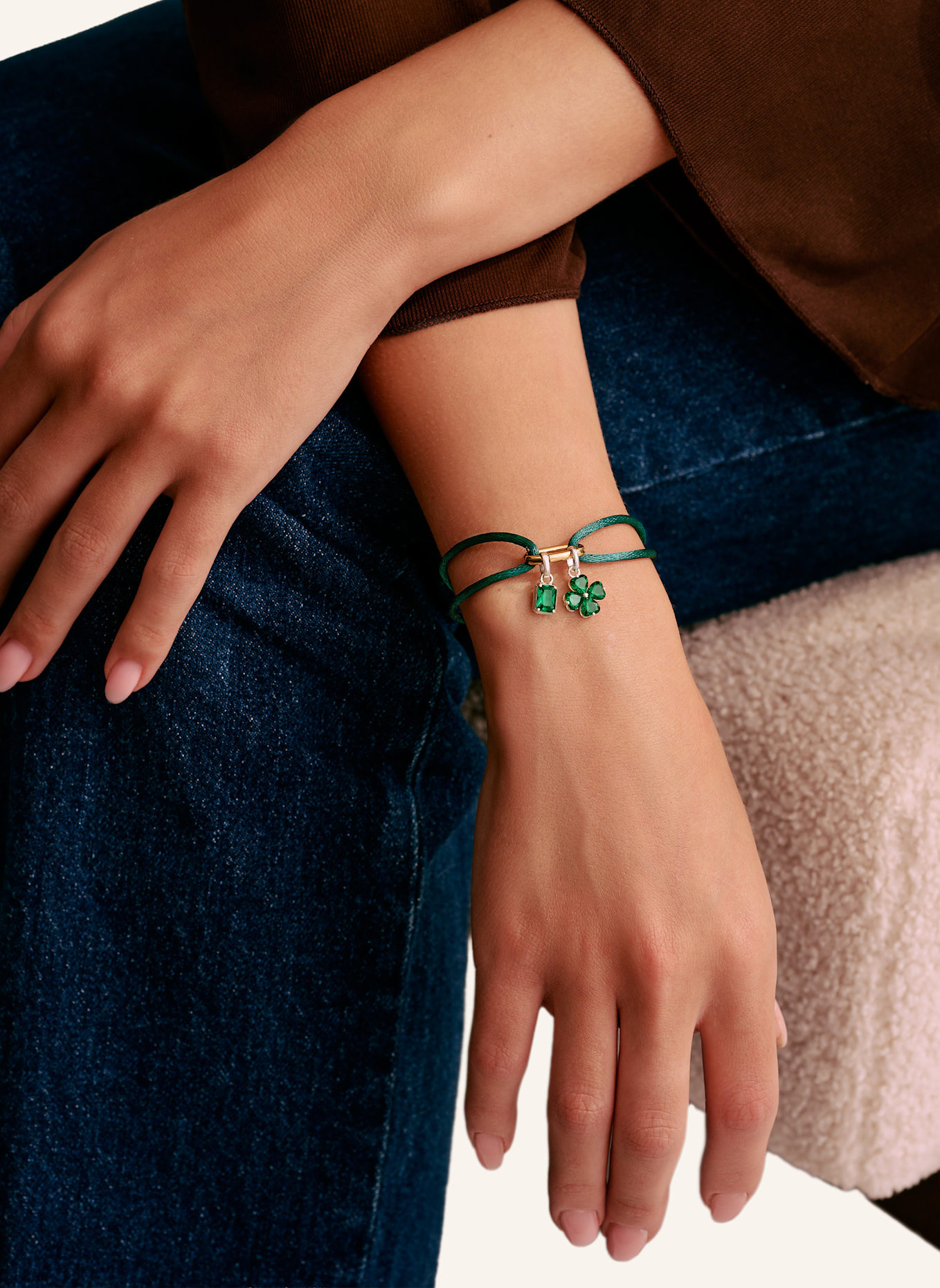 THOMAS SABO Charm-Anhänger: SILBER/ GRÜN