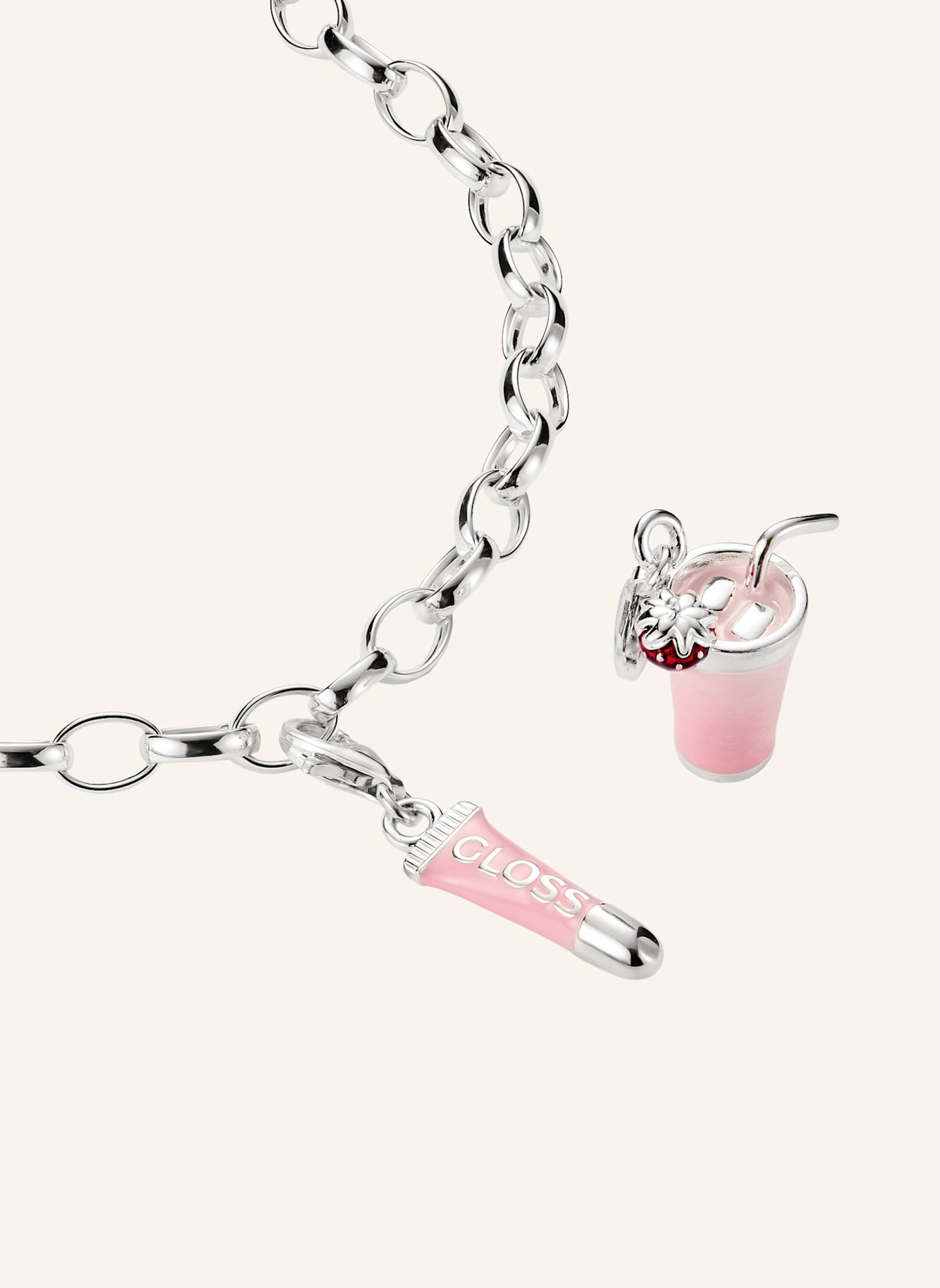 THOMAS SABO Charm-Anhänger: SILBER/ PINK/ ROT