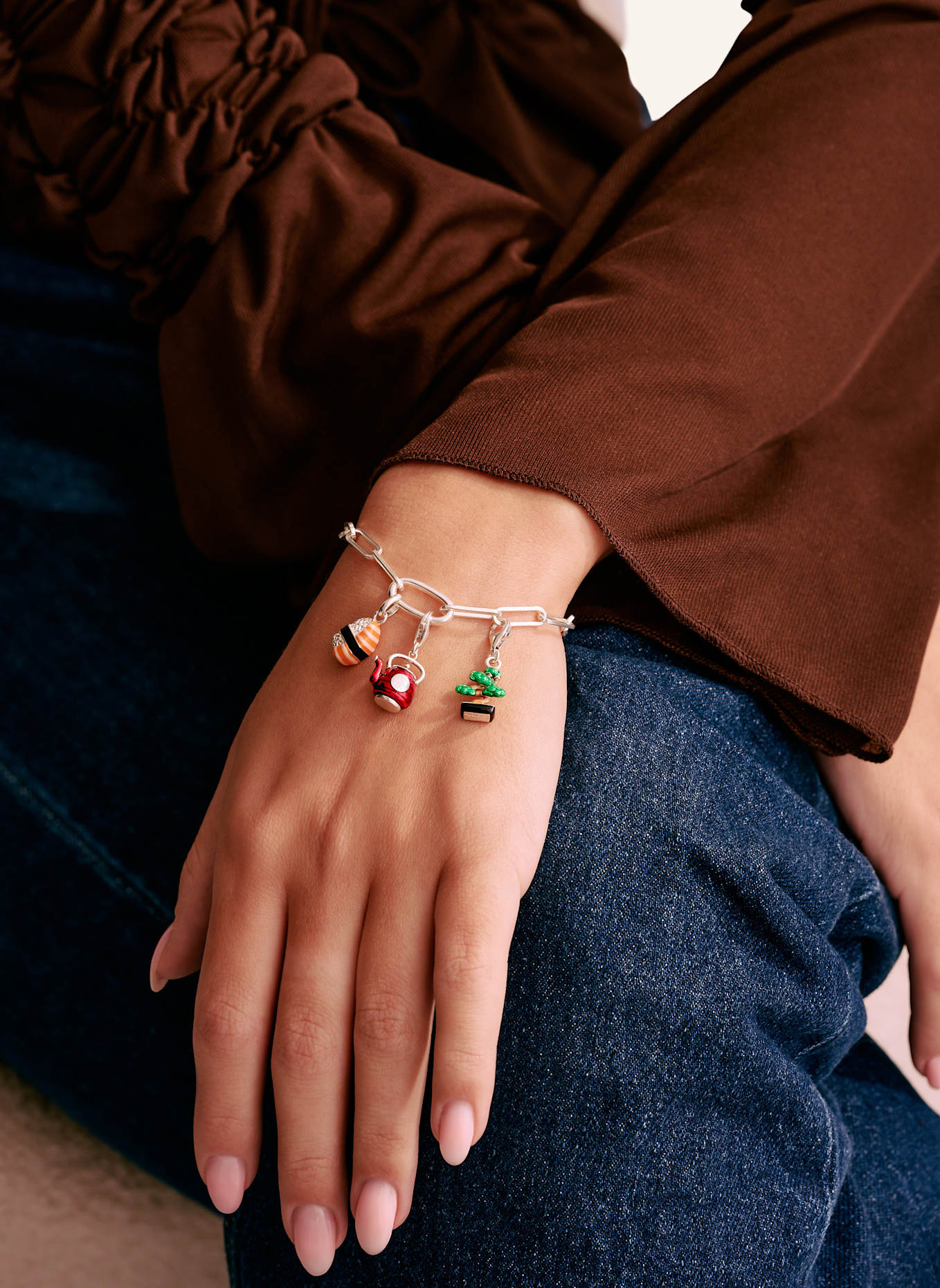 THOMAS SABO Charm-Anhänger: SILBER/ SCHWARZ/ GRÜN