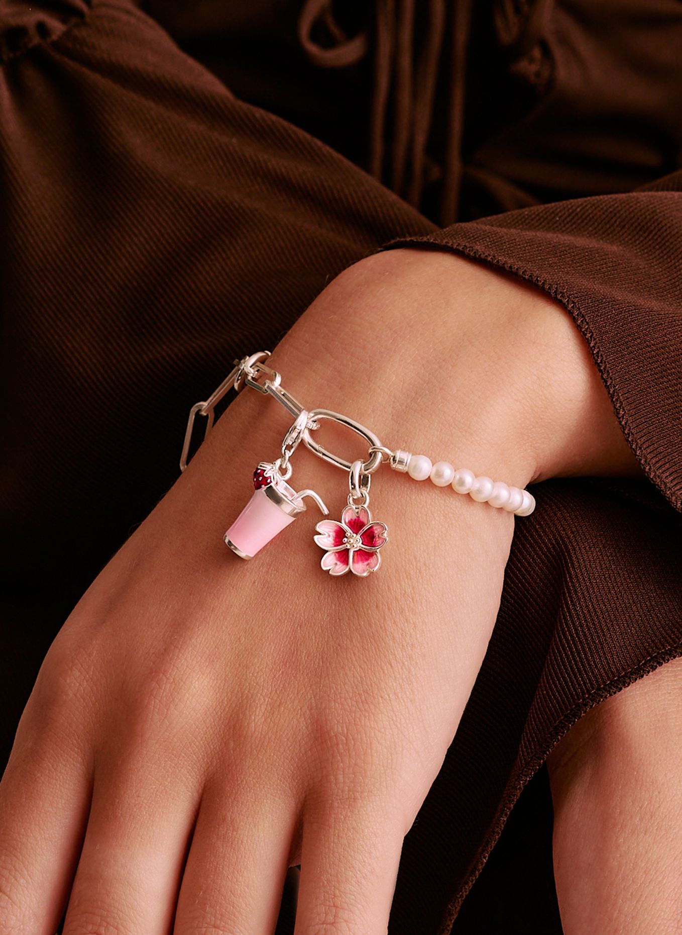 THOMAS SABO Charm-Anhänger: SILBER / PINK / ROT
