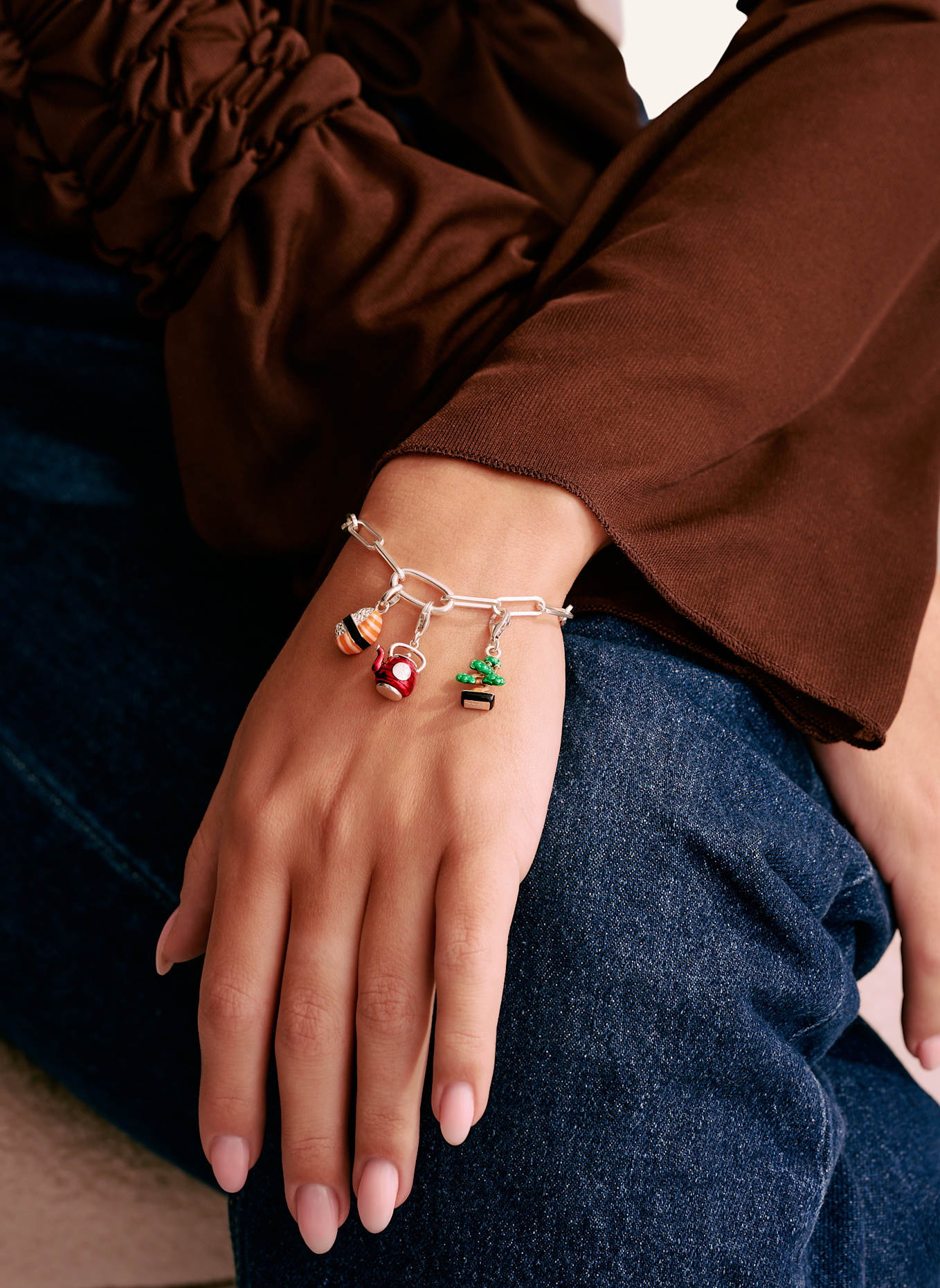 THOMAS SABO Charm-Anhänger: SILBER/ ORANGE/ SCHWARZ