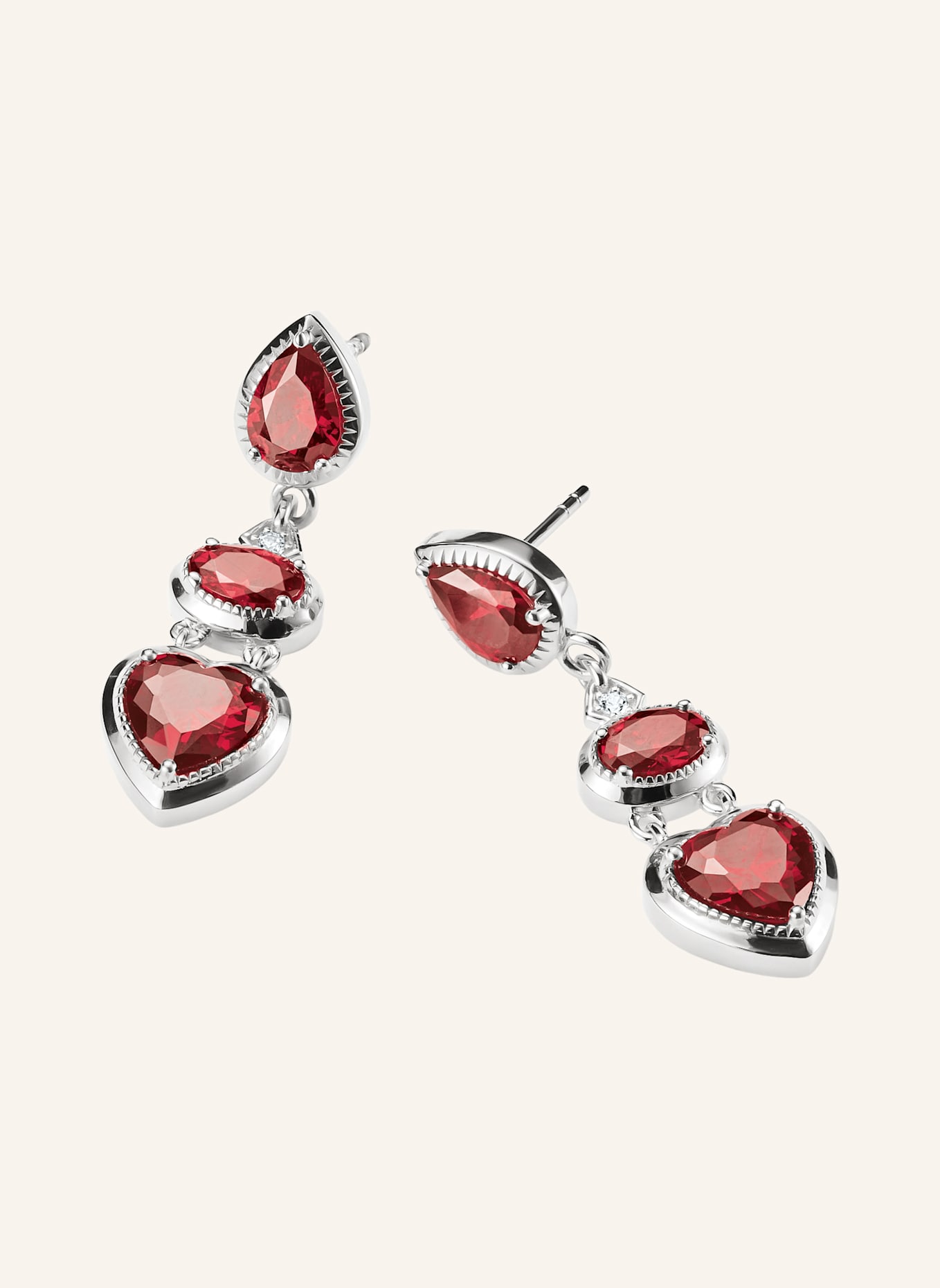 THOMAS SABO Ohrringe: SILBER/ WEISS/ ROT