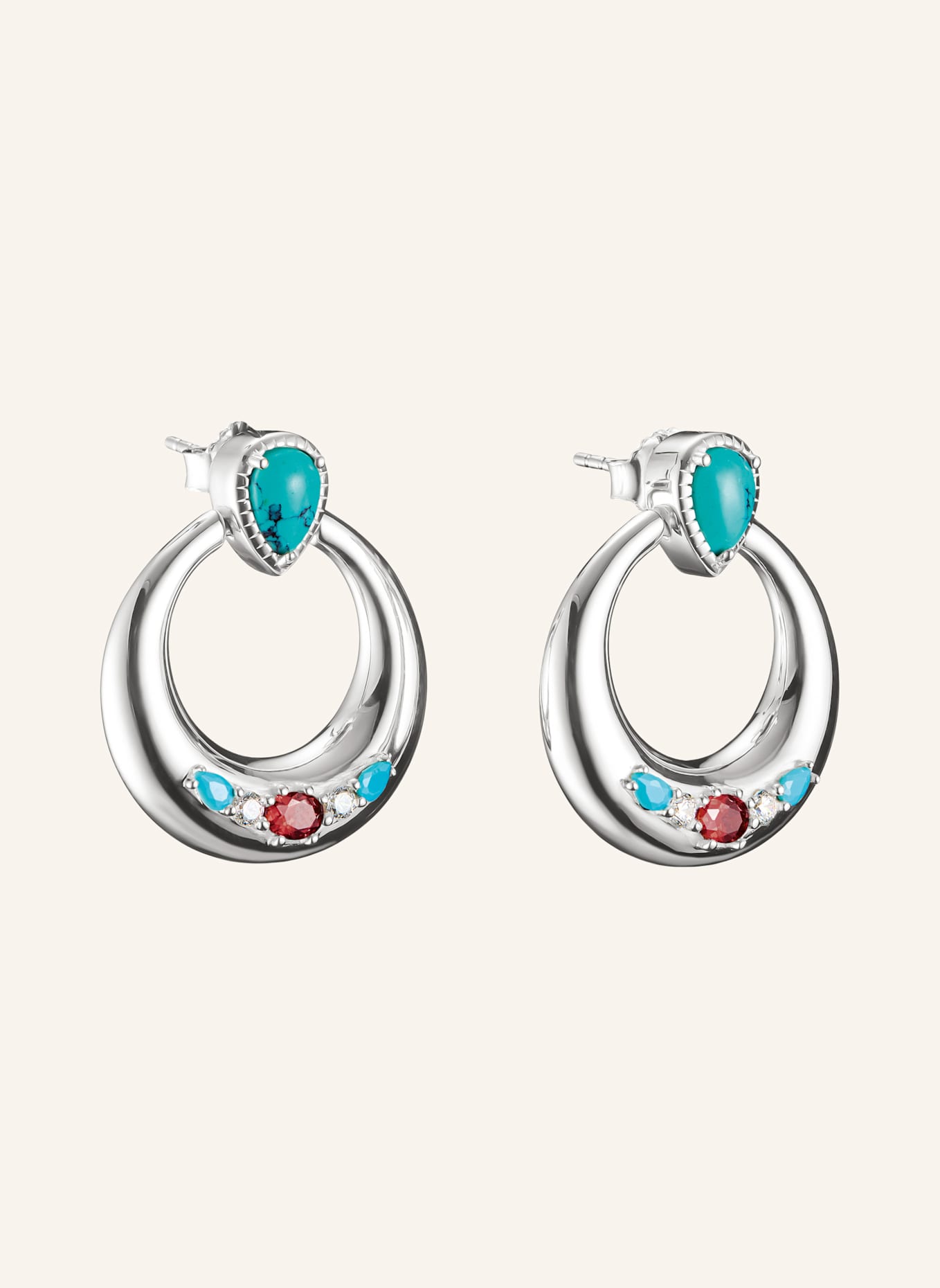 THOMAS SABO Ohrringe: SILBER/ WEISS/ ROT