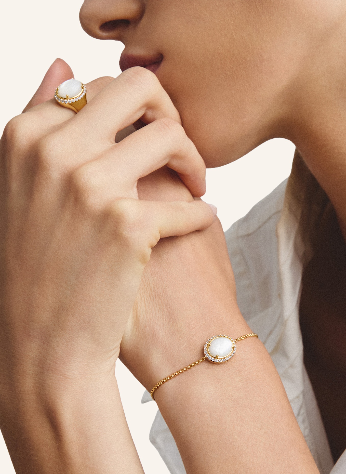 THOMAS SABO Armband: GOLD/ WEISS