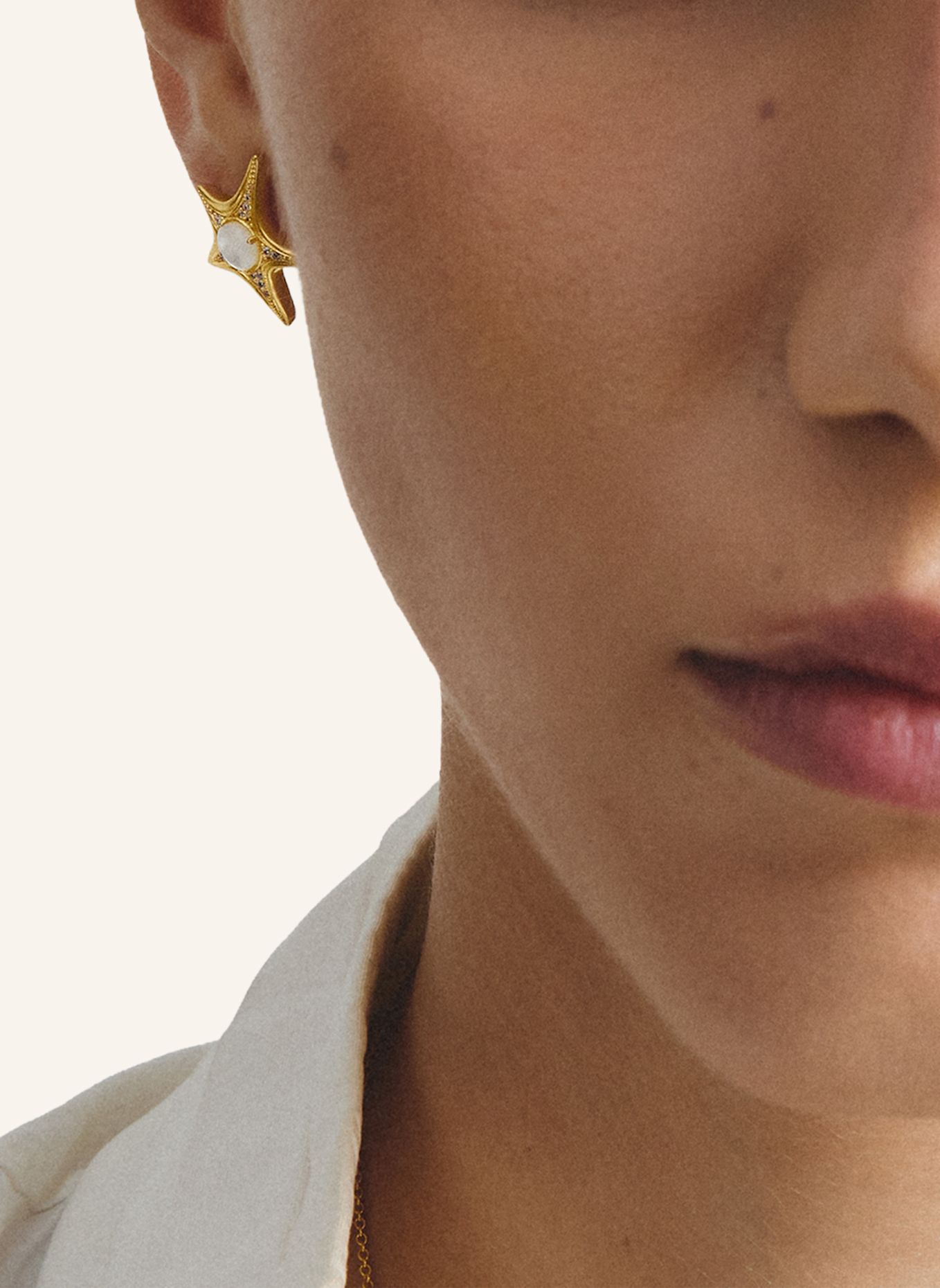 THOMAS SABO Ohrstecker: GOLD / WEISS