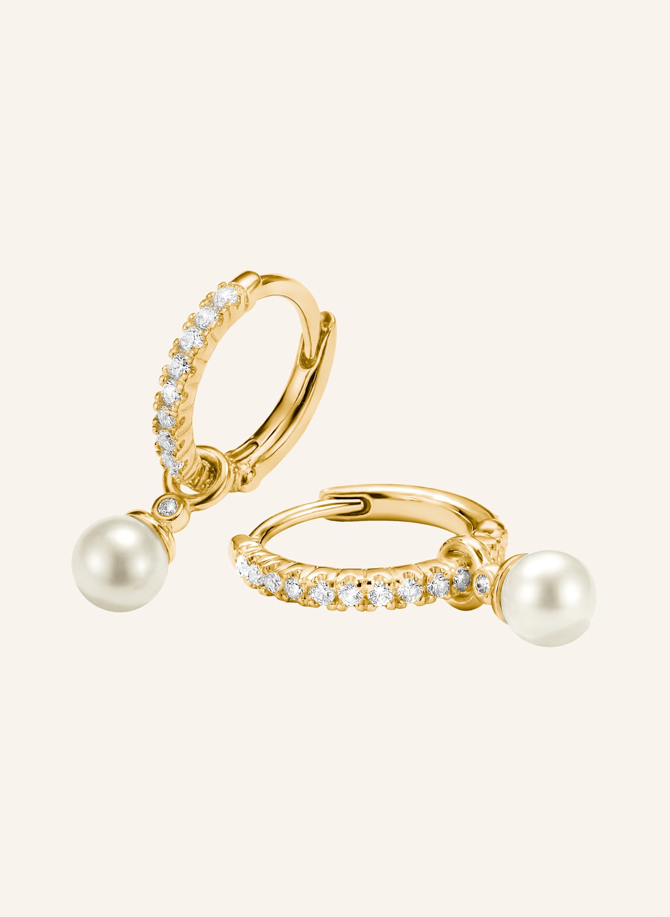 THOMAS SABO Creolen Mit Anhänger: GOLD/ WEISS