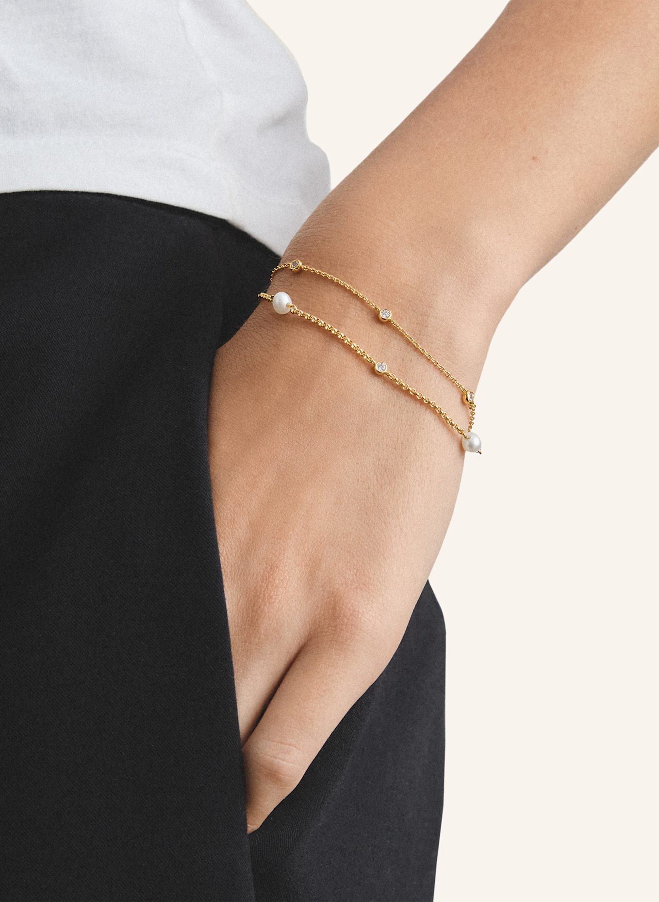 THOMAS SABO Armband: GOLD/ WEISS