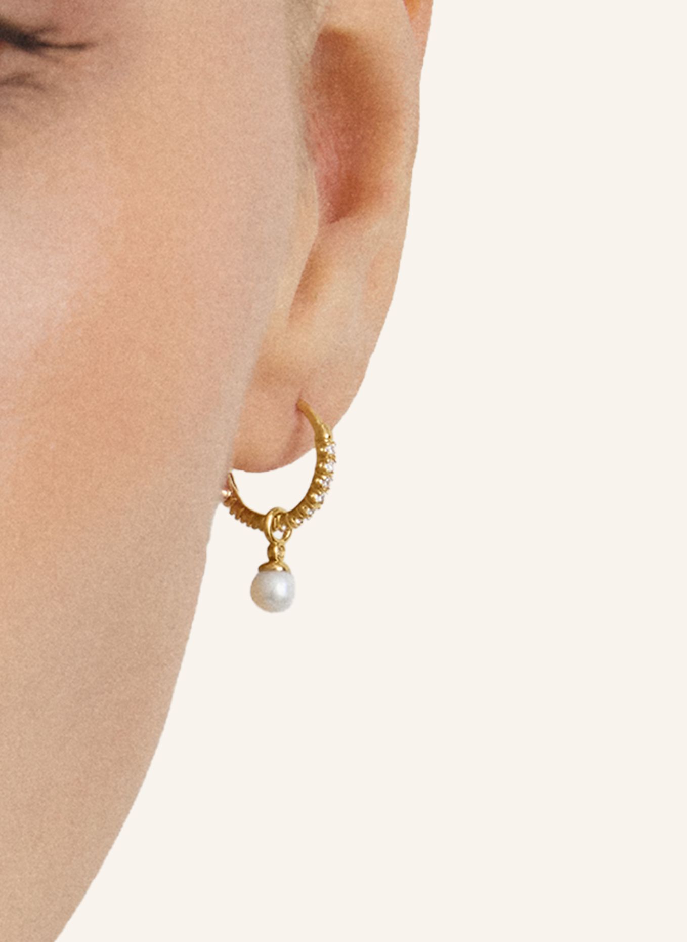 THOMAS SABO Creolen Mit Anhänger: GOLD / WEISS
