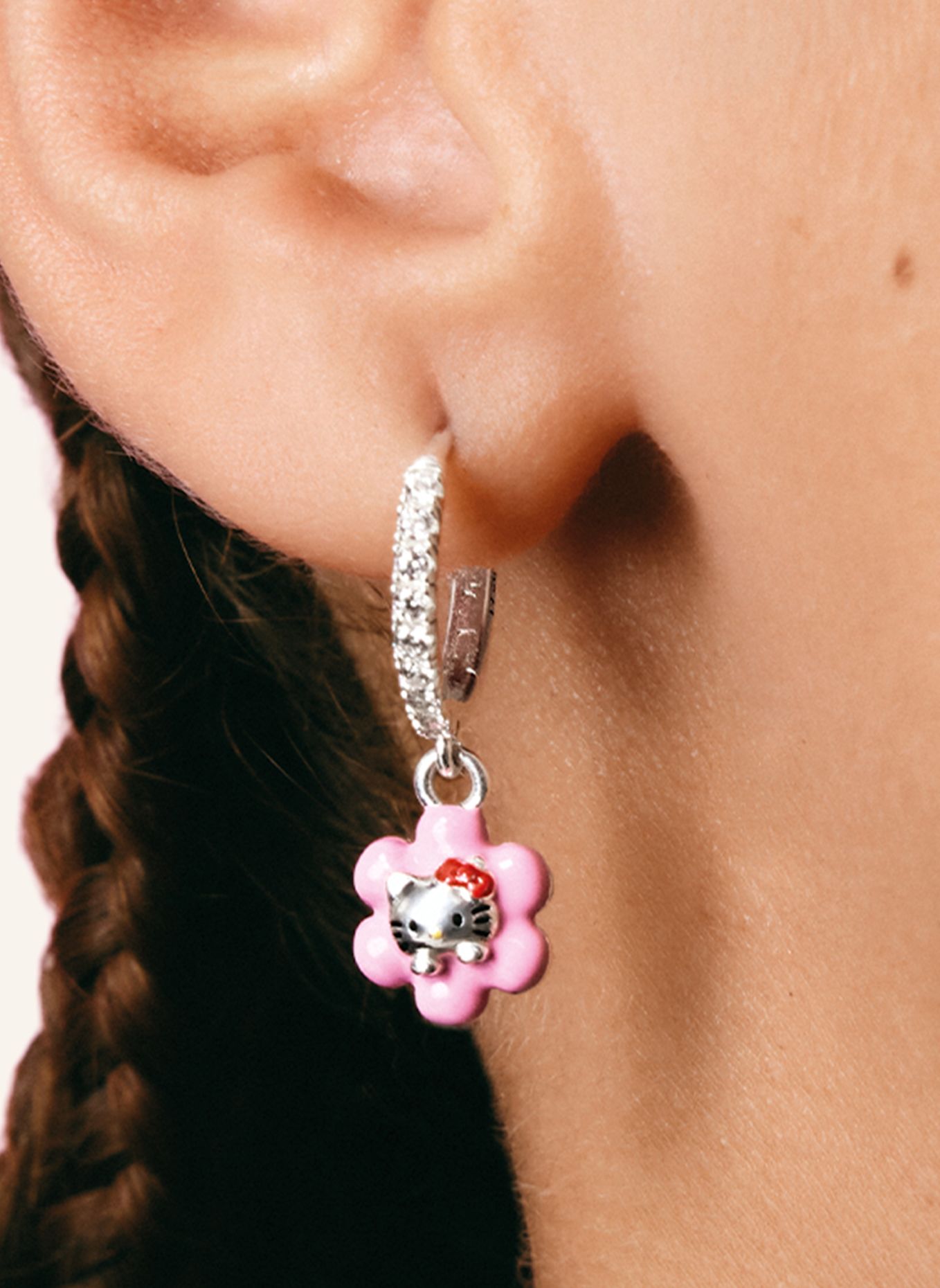 THOMAS SABO Einzel-Creolen: SILBER / SCHWARZ / PINK