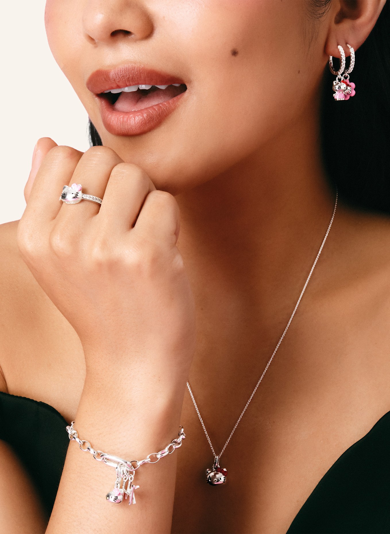 THOMAS SABO Kette: SILBER/ SCHWARZ/ ROT/ GELB