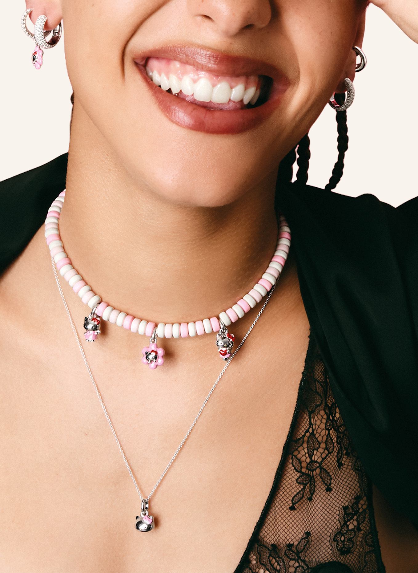 THOMAS SABO Kette: SILBER/ SCHWARZ/ GELB/ PINK