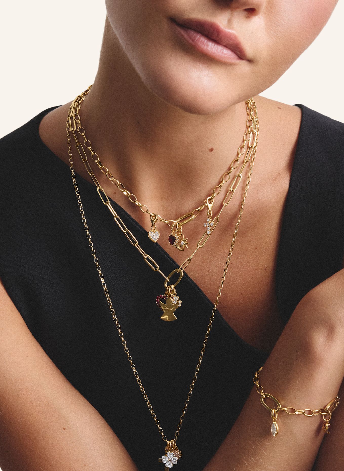 THOMAS SABO Charm-Anhänger: GOLD / DUNKELROT